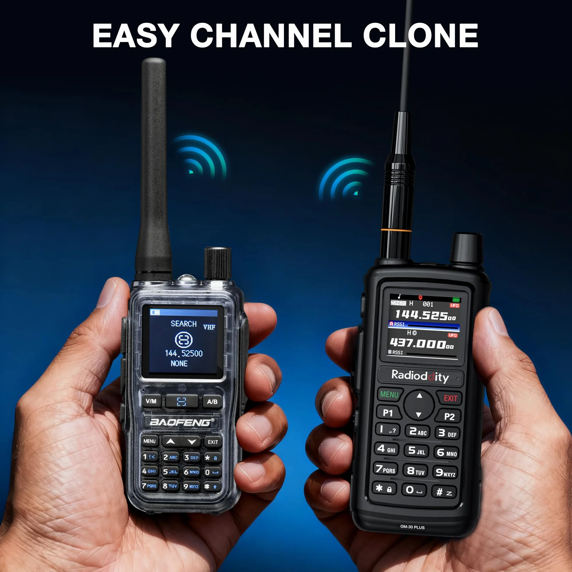 BAOFENG GT-5R Mini 5W dwupasmowe radio przenośne, Krótkofalówka UHF VHF, Programowanie aplikacji bezprzewodowych, podwójny PTT, Ladowanie przez USB-C, 999 kanałów, Szary(2 sztuki)