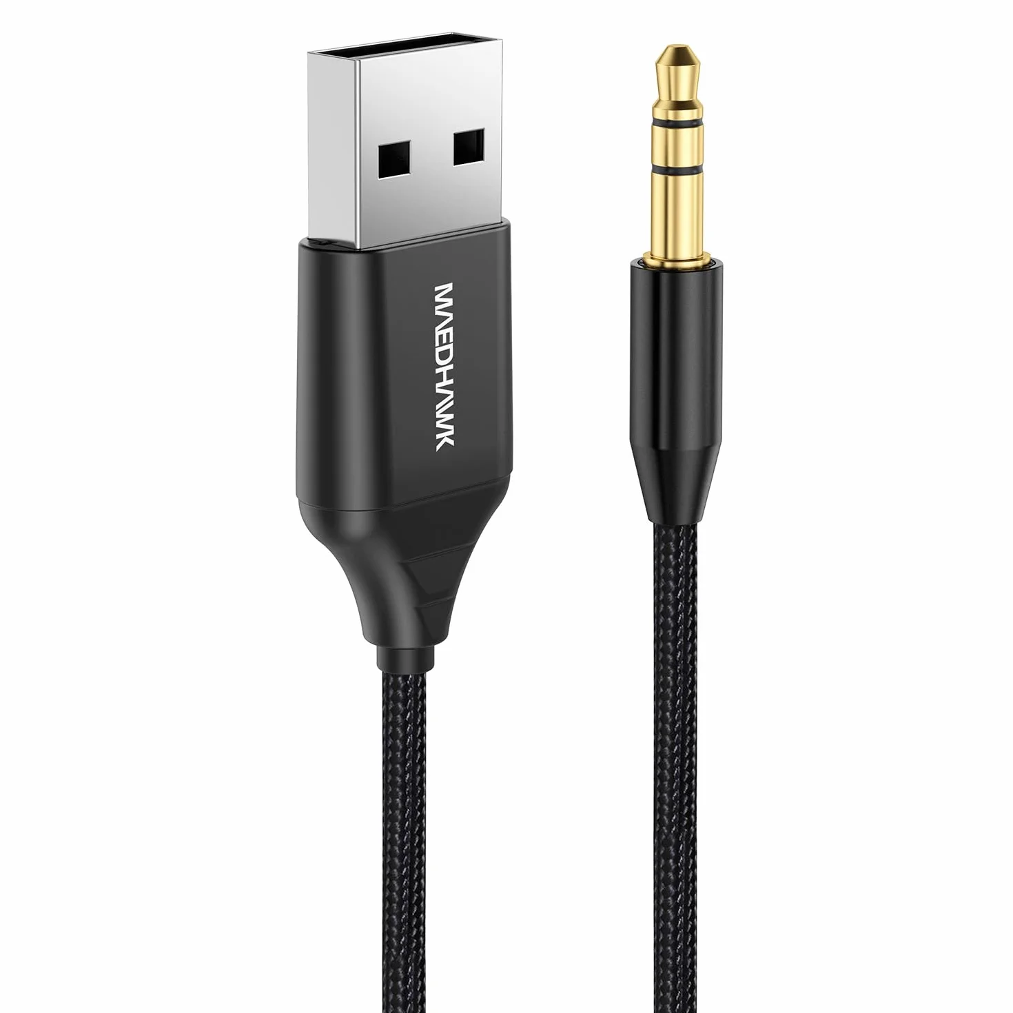 MAEDHAWK Odbiornik Bluetooth 5.3, samochodowy adapter Bluetooth Aux 3,5 mm gniazdo Aux, bezprzewodowy adapter audio USB stereo (rozmowa w trybie głośnomówiącym, linia 60 CM)