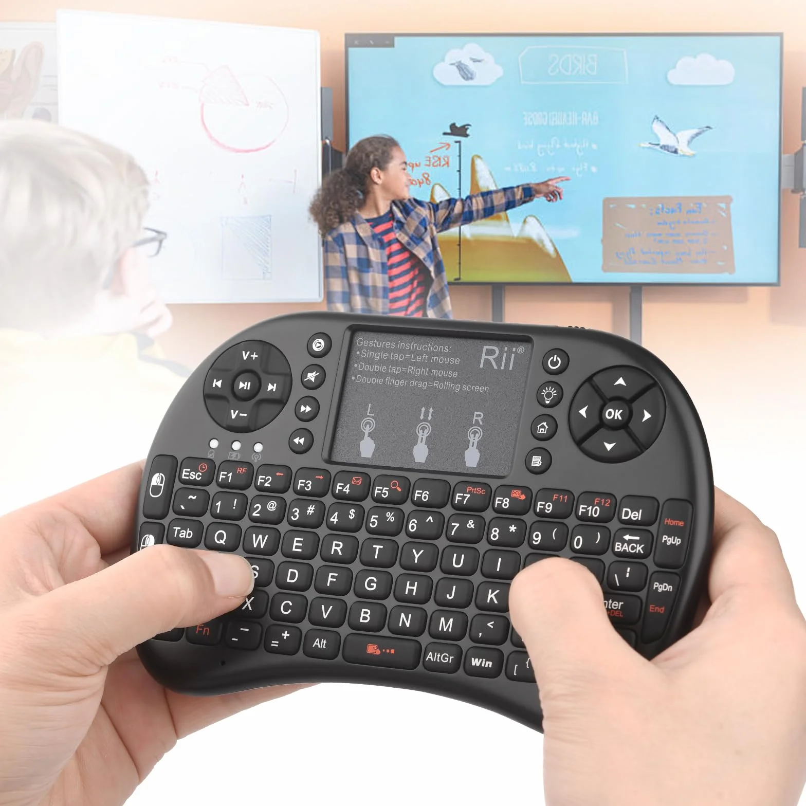 Rii i8+ bezprzewodowa klawiatura 2,4 GHz z myszą Touchpad - czarna