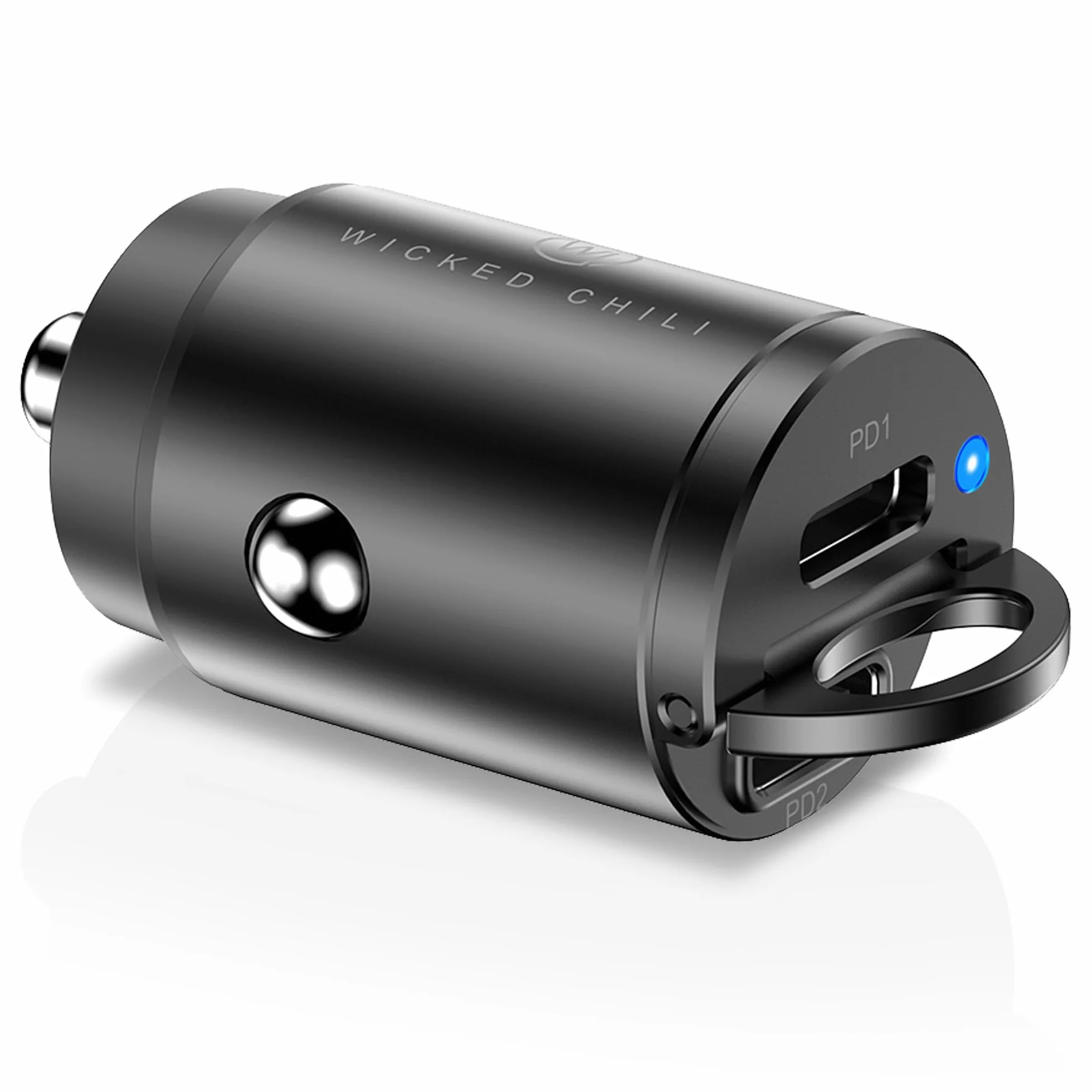 Wicked Chili Podwójna ładowarka samochodowa 30W USB C PD 3.0 Kompatybilna z iPhone 13/12 (20W = Pro, Max, Mini), 11 (18W = Pro, Max), XR, SE 2020 - Malutka aluminiowa USB-C do zapalniczki