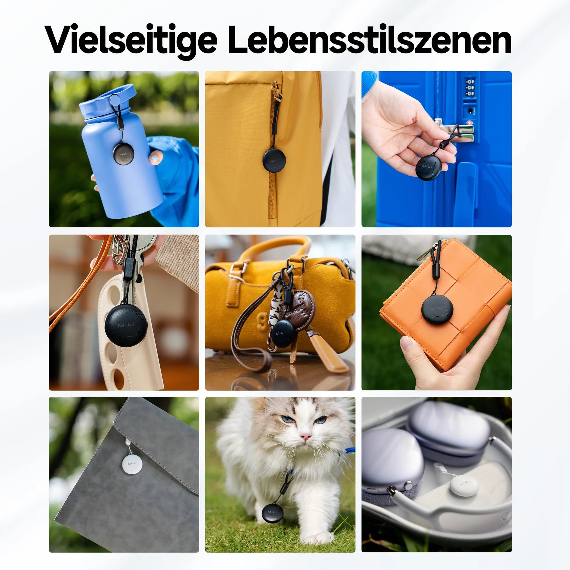 MiLi LiTag Duo – Lokalizator Bluetooth dla Android i iOS, Inteligentny Tracker Kluczy i Bagażu, Kompatybilny z Google Znajdź moje urządzenie i Apple Find My, Z Wymienną Baterią