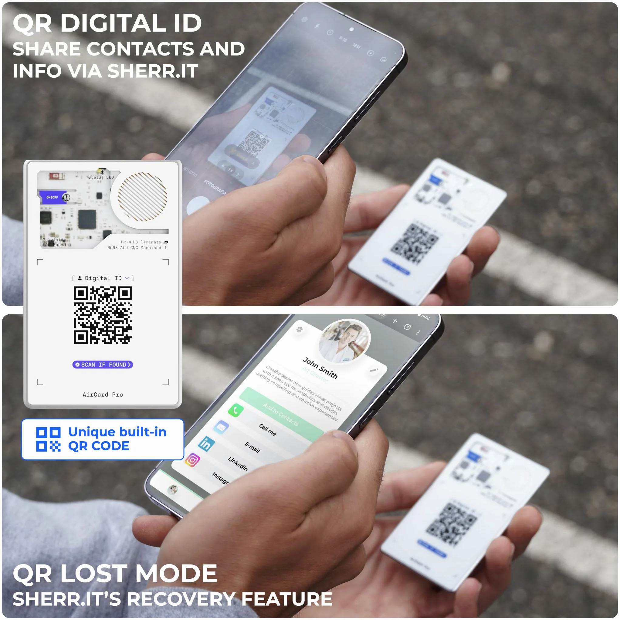 Rolling Square AirCard Pro – smukła karta do śledzenia portfela Bluetooth kompatybilna tylko z systemem Android Google Find Hub, tracker Bluetooth z bezprzewodowym ładowaniem, cyfrowy identyfikator