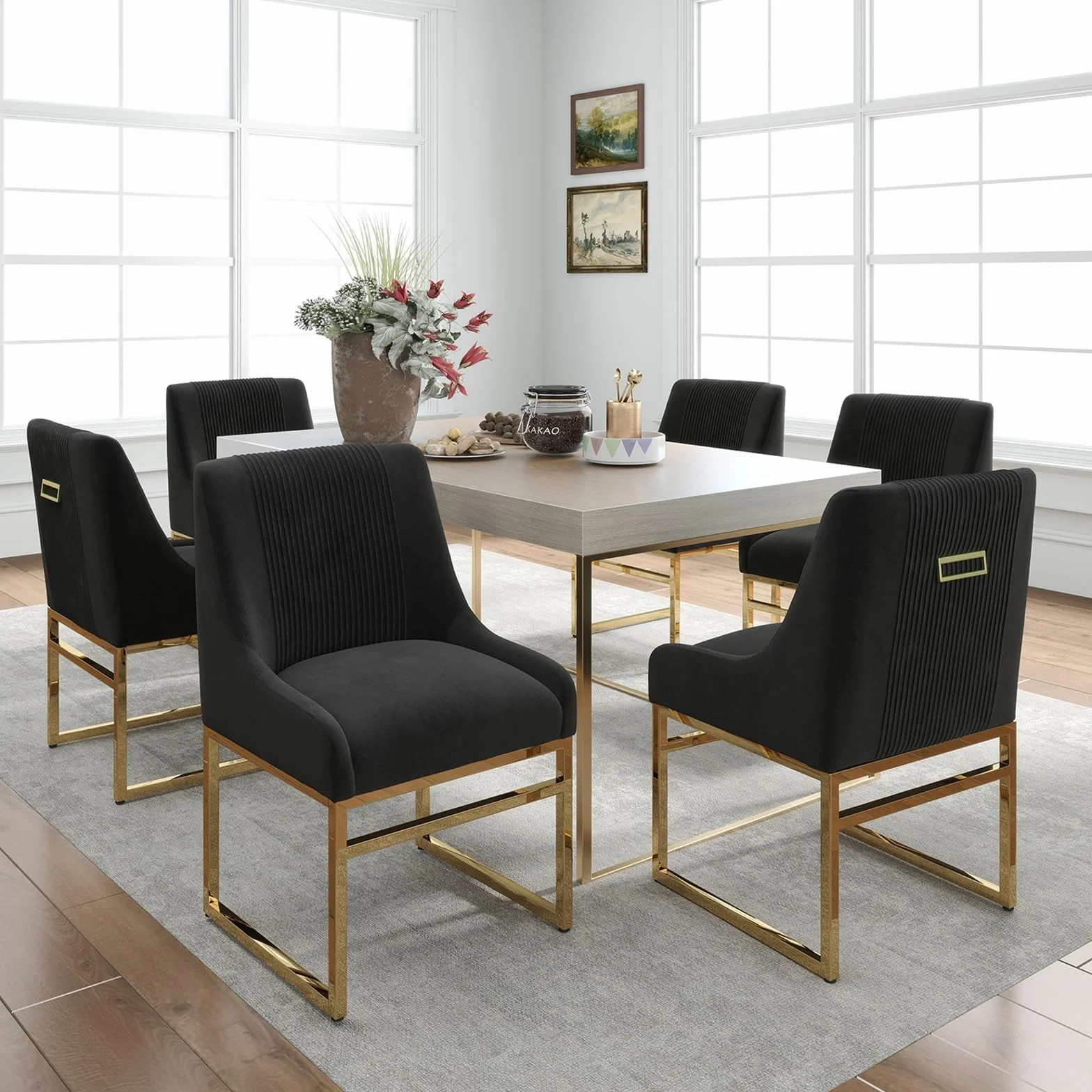 Zestaw 2 krzeseł kuchennych aksamitne złote nogi metalowa rama mid-century modern
