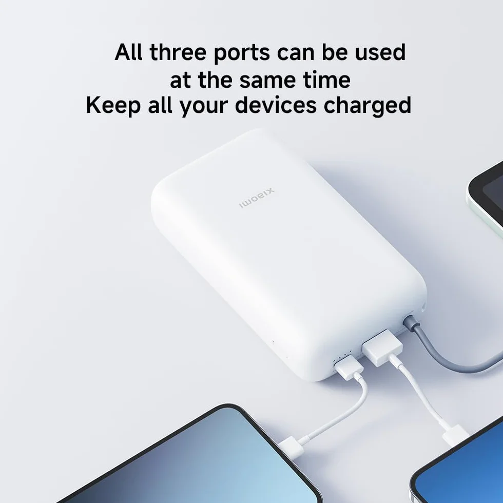 Xiaomi 22,5 W strömbank 20 000 mAh (integrerad kabel) ljusgrå