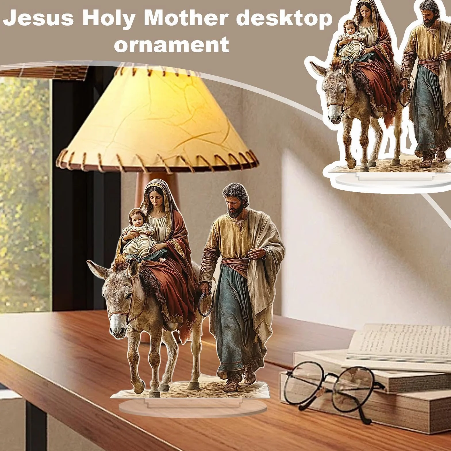 Desk Flat Nativity Scene, Nativity Scene 2d Flat Figure, Tabletop Nativity Ornament, Table Decorations, Novelty Nativity Stand Figure, Love and Peace Nativity Figure, Nativity Scene for Bookshelf