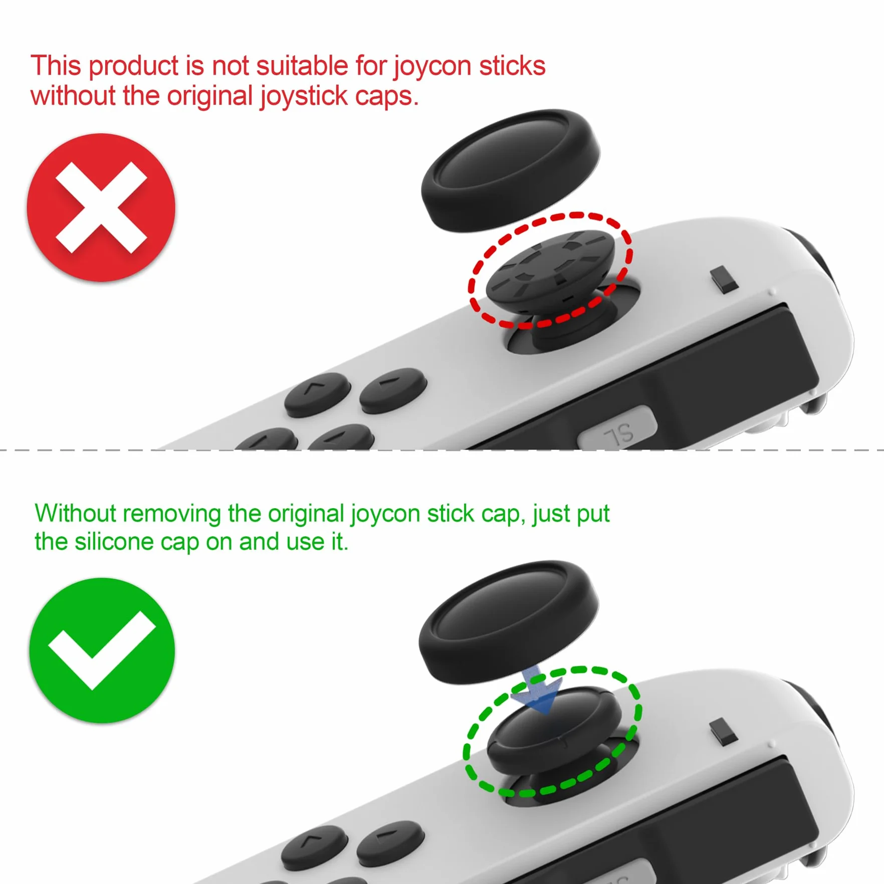 PlayVital Joystick Caps do Switch,Thumb Grip Caps do Switch Lite,Silikonowa Osłona Analogowa do Switch OLED Joycon Uchwytów na Kciuk do Switch & Switch Lite & Switch OLED-Czarny