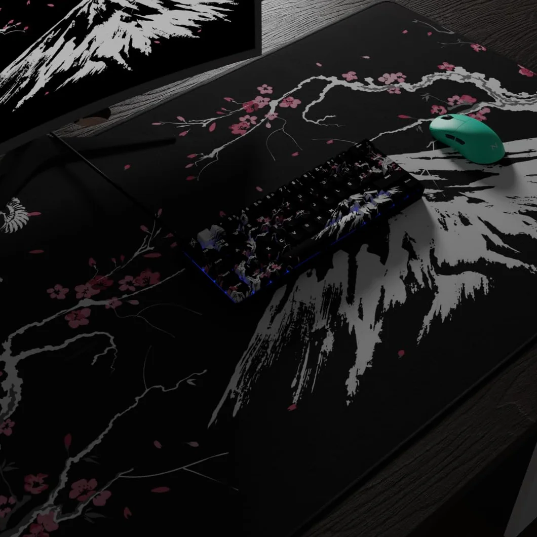 NYFTER - Premium Sakura Keycaps ISO 60% i 75% Custom Keycabs układ ISO do klawiatur mechanicznych (Sakura Black, 60%)