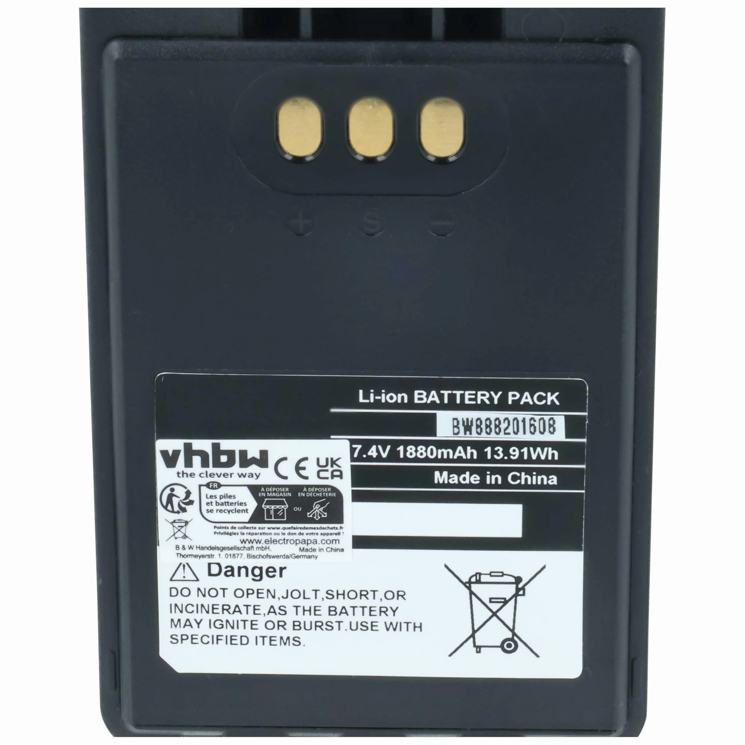 vhbw 1 x akumulator zamienny do Icom BP-271, BP-272Li do krótkofalówki, Walkie Talkie (1880 mAh, 7,4 V, Li-Ion)