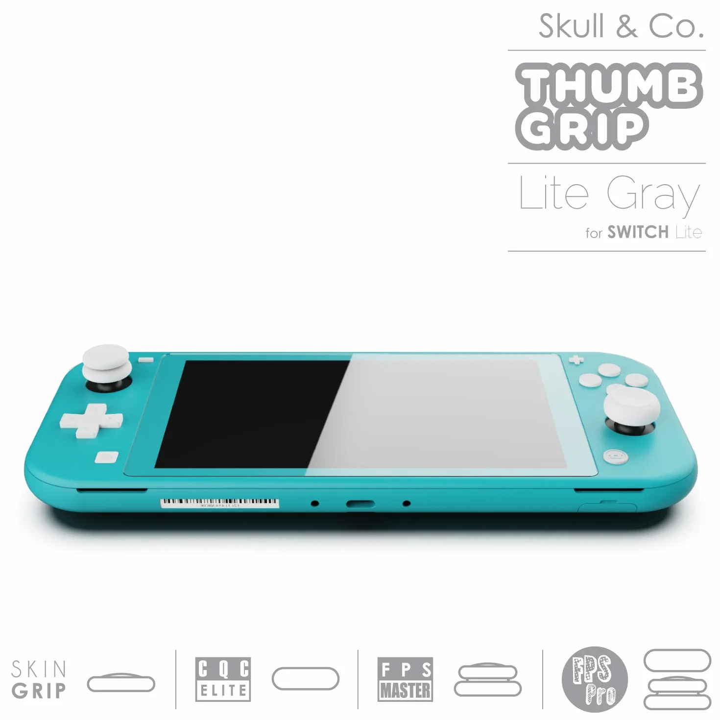 Skull & Co. Skin, CQC i FPS Master Thumb Grip zestaw uchwytów na kciuki, nakładki na joystick analogowy, do Nintendo Switch Lite, joysticki, szary, 3 pary (6 szt.)
