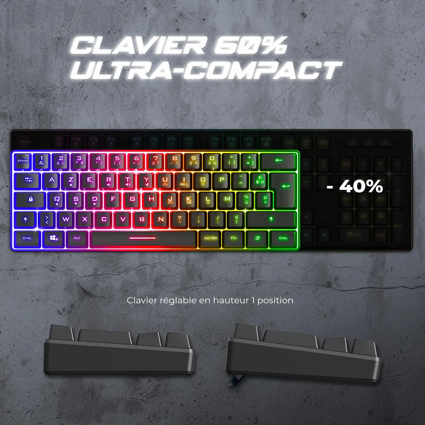Spirit Of Gamer Pro K2 pół-mechaniczna przewodowa klawiatura gamingowa TKL 60% 62 klawisze antyghosting RGB czarna