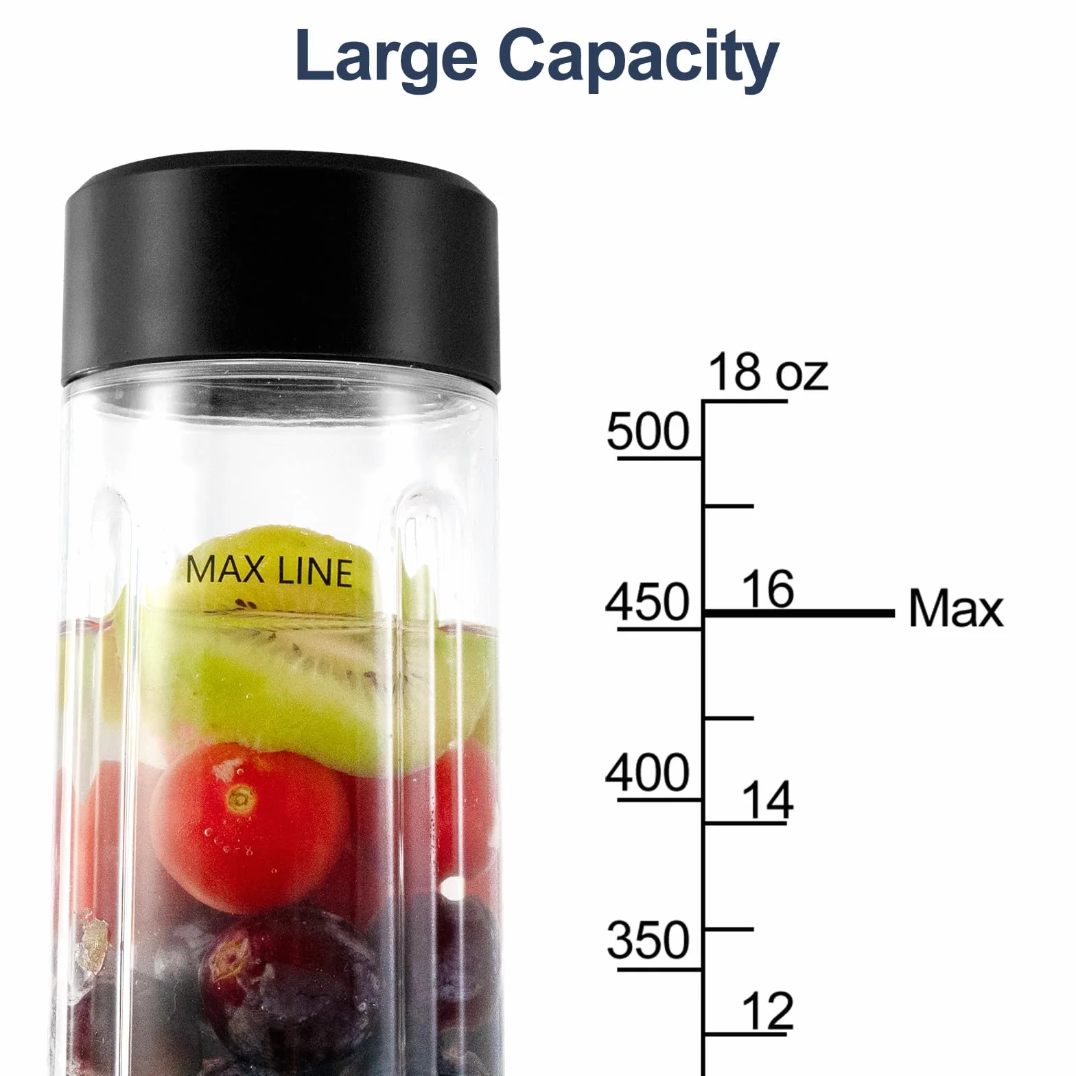 COKUNST Przenośny blender, osobisty 500 ml do smoothie i shake, mały ładowany przez USB, z wydajnymi 6 ostrzami, mini pojedynczy z dodatkową pokrywką, do podróży, siłowni,