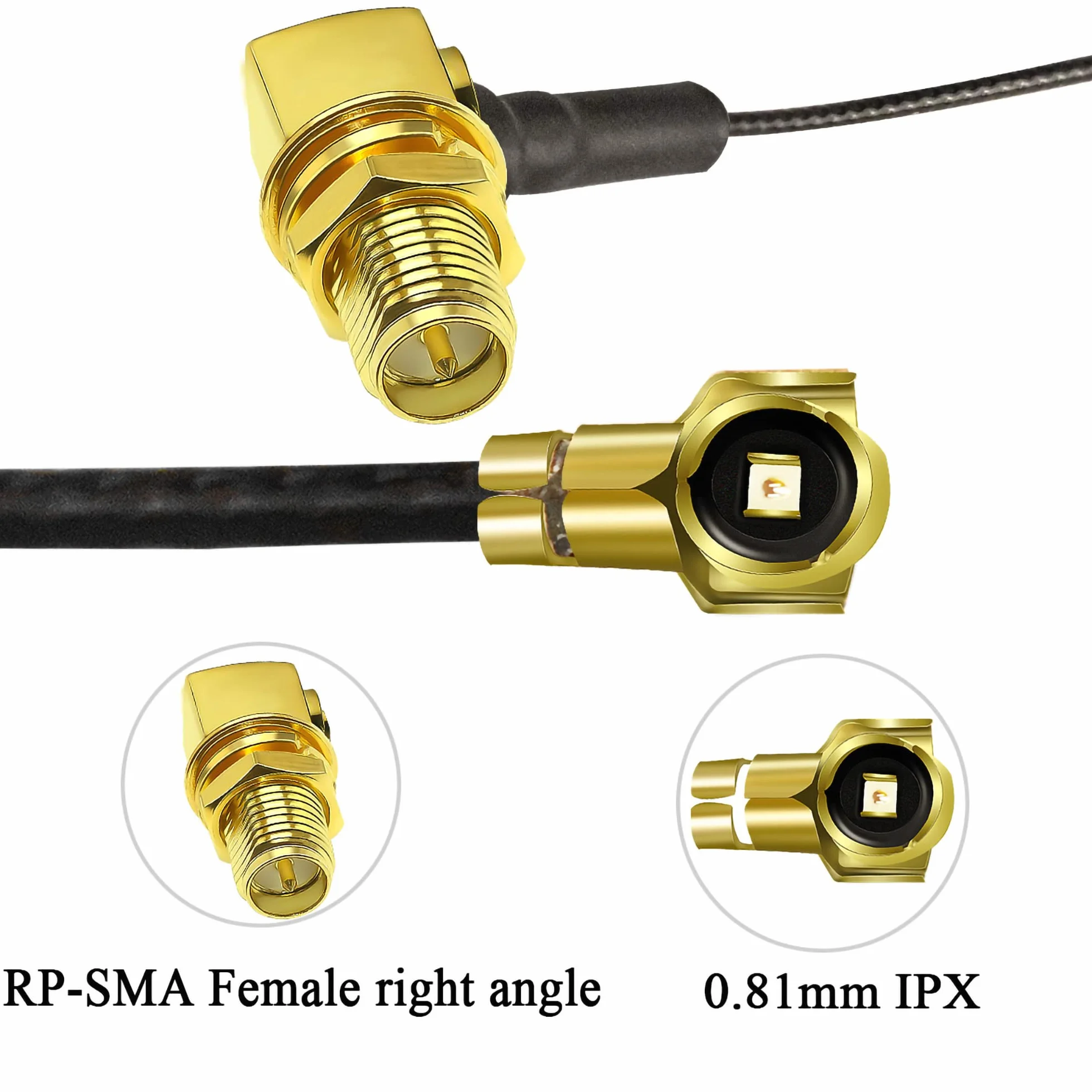 TUOLNK IPX zu RP-SMA Verlängerungskabel 0,81 mm U.fl IPEX zu RP SMA Buchse Rechtwinkliges Wifi-Antennenkabel für drahtloses Netzwerk Mini-PCI-Koaxialkabel 12 Zoll (30 cm) 5 Stück