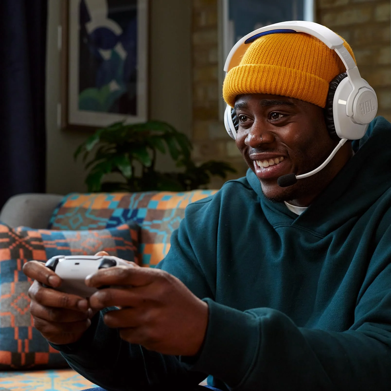 JBL Quantum 360P Bezprzewodowy Zestaw Słuchawkowy z Mikrofonem do Gier PS4 PS5 Nintendo Switch Xbox PC 22h Biały
