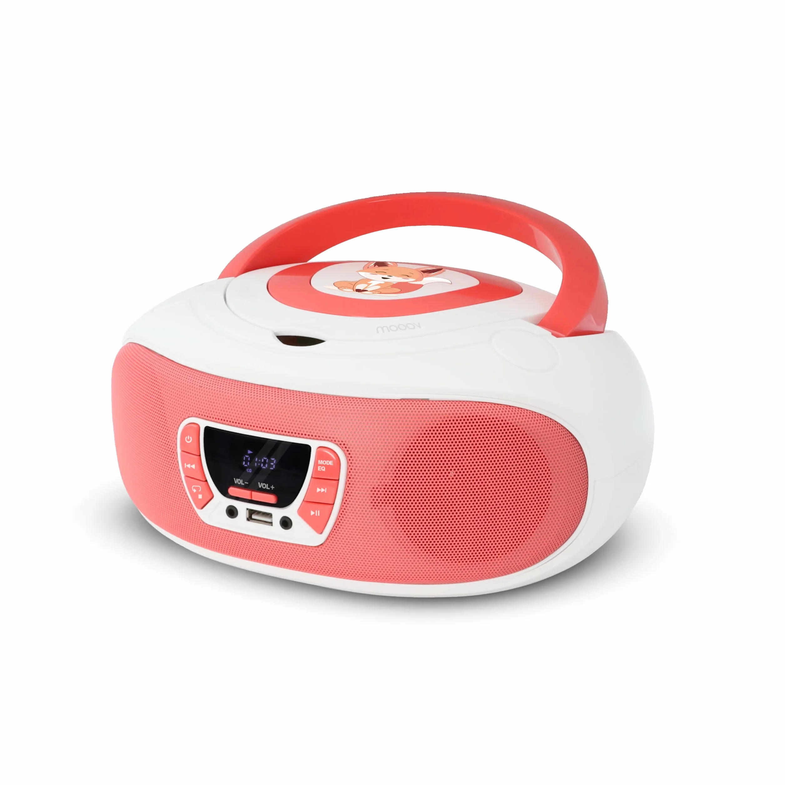 MOOOV 477409 Odtwarzacz CD Radio FM do karaoke z mikrofonem i efektami świetlnymi - funkcja bezprzewodowa BT