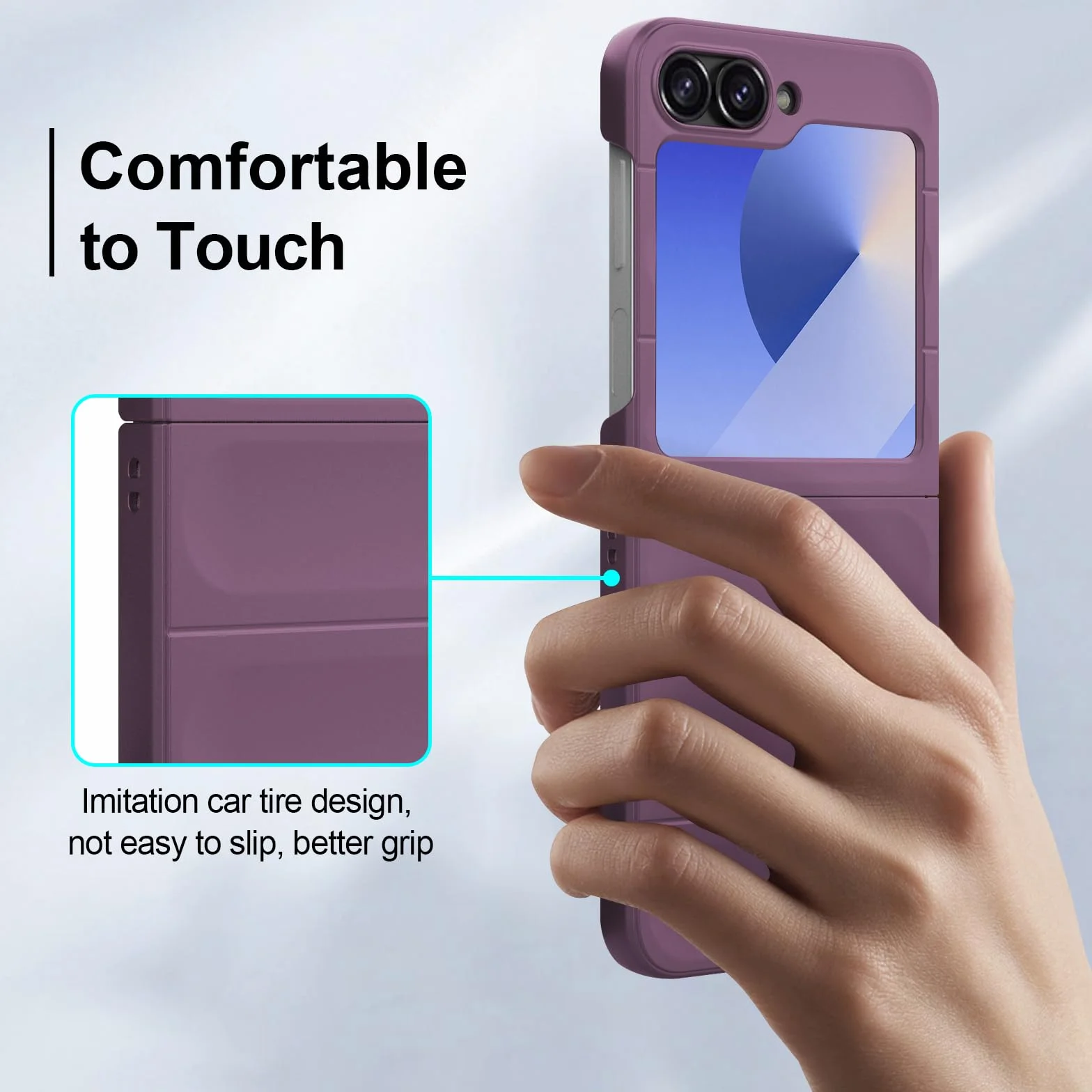 Silikonowy Etui do Samsung Galaxy Z Flip 6, Miękką Wyściółką Wewnętrzną z Mikrofibry, Obiektywem Aparatu Pełna Ochrona, Osłona Odporna na Uderzenia - fioletowe