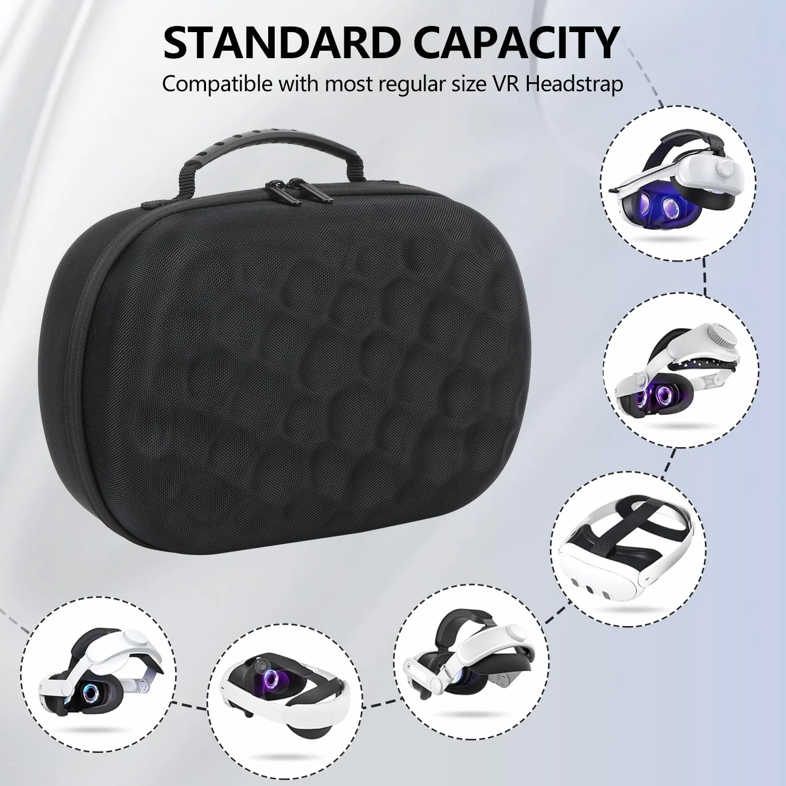 Etui do MetaQuest 3S/3, przenośna torba podróżna z twardą skorupą do Quest 3S VR Gaming Headset kompatybilna z paskiem na głowę Bobovr M3 Pro Battery, z osłoną obiektywu