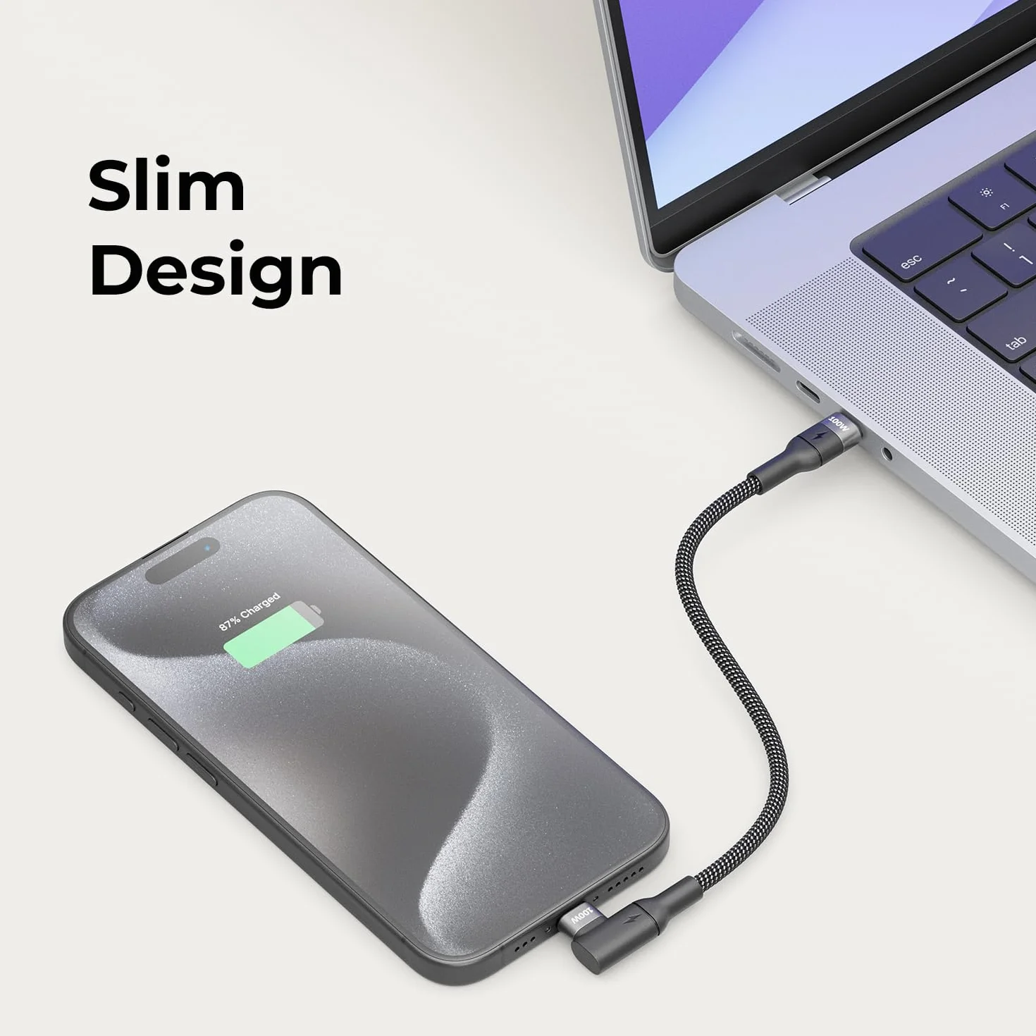 deleyCON 0,15m 100W Kabel USB‑C Krótkie Pod Kątem 90° - C na C - Przewód Kątowy do iPhone 17, 16, 15, Pro, Max, Air, Galaxy A16, A56, S25, S24, S23, Pixel, iPad Pro, MacBook, AirPods, Tablet, PS5