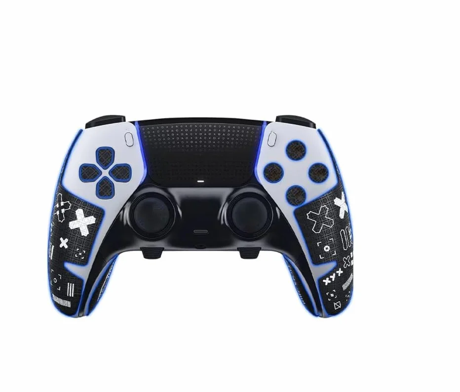 JEMDO Kontroler Performance Grips kompatybilny kontroler PlayStation 5 Edge, taśma antypoślizgowa PS5, pochłaniająca pot osłona skóra, akcesoria PS5 Edge, czarny nadruk