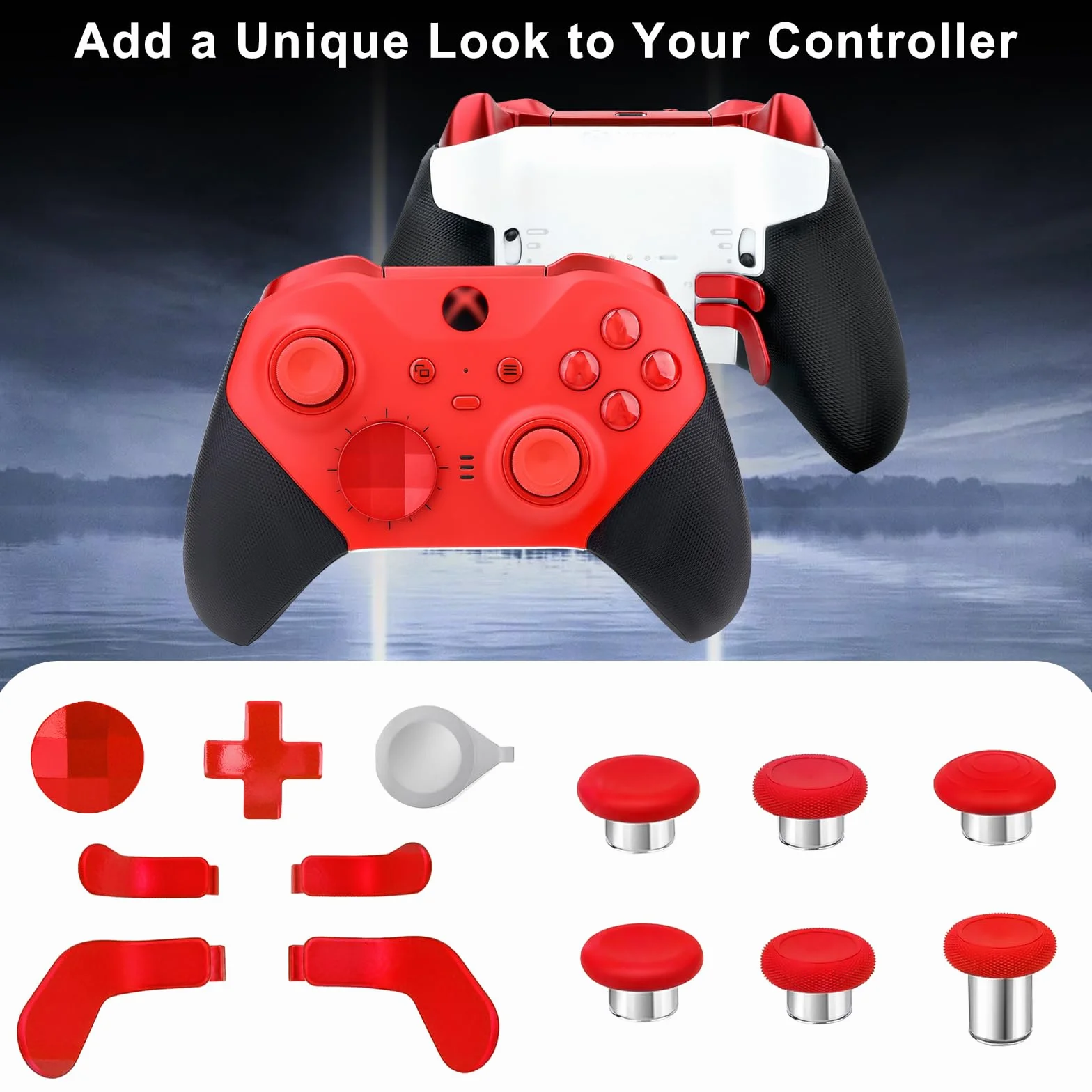 Magnetyczne metalowe joysticki zapasowe do kontrolera Xbox One Elite Series 2, zestaw kompatybilny z Xbox Elite Wireless Controller Series 2 Core (czerwone)