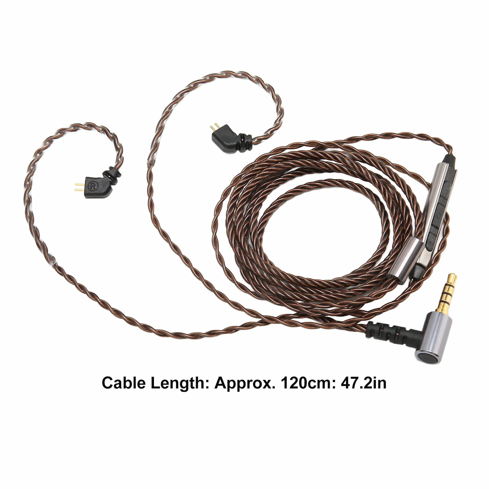 ZJchao Kabel IEM, 2 piny, 0,78 mm, 3,5 mm, prawy kątowy, zamiennik słuchawek dousznych, kabel 2-pinowy, kabel IEM z mikrofonem, kabel IEM z mikrofonem do AS106 ZST ZS3 ES4