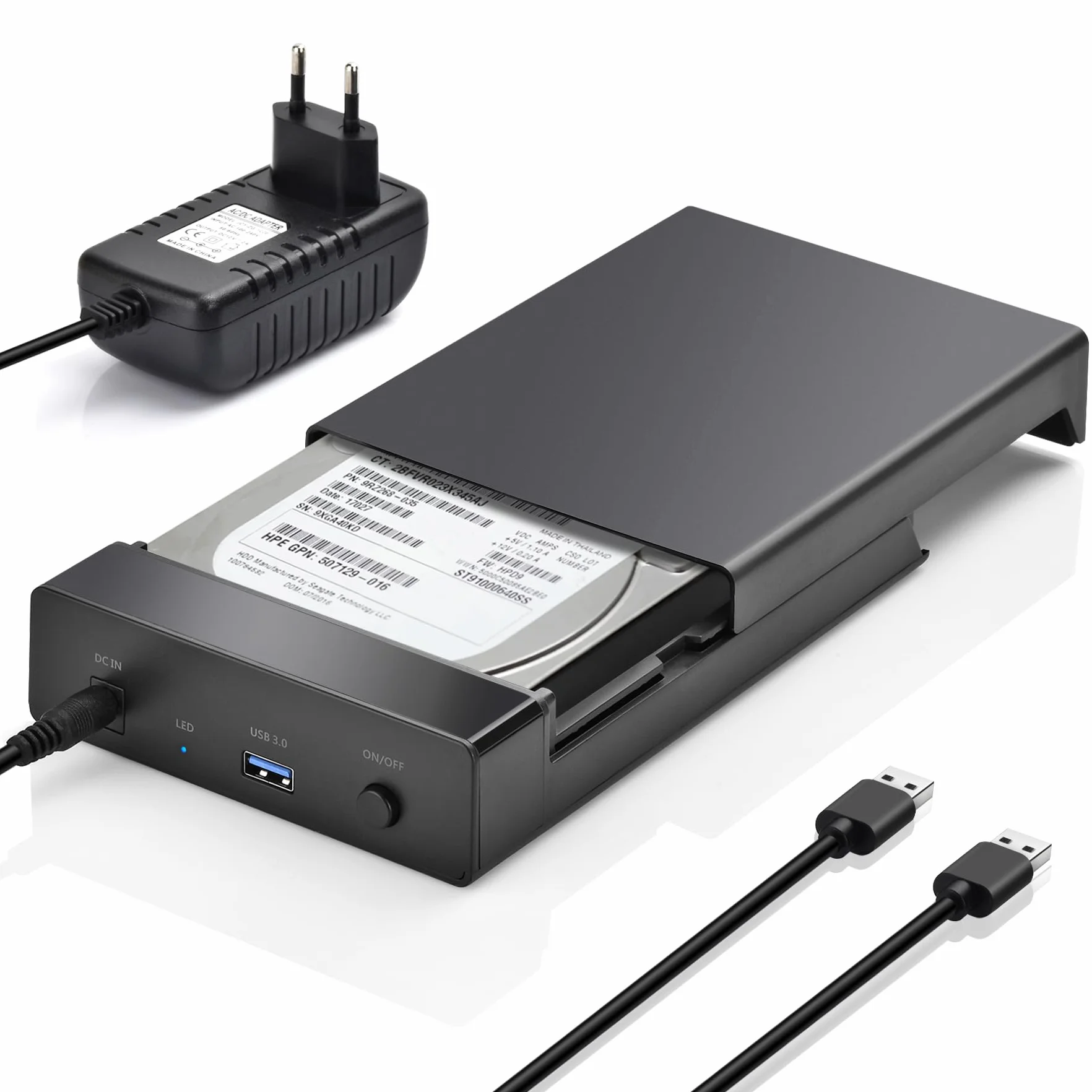 Stacja dokująca do dysków twardych, USB3.0 SATA HDD stacja dokująca do 2,5 i 3,5 cala SATA HDD/SSD, adapter dysków twardych 5 Gbps obsługuje UASP