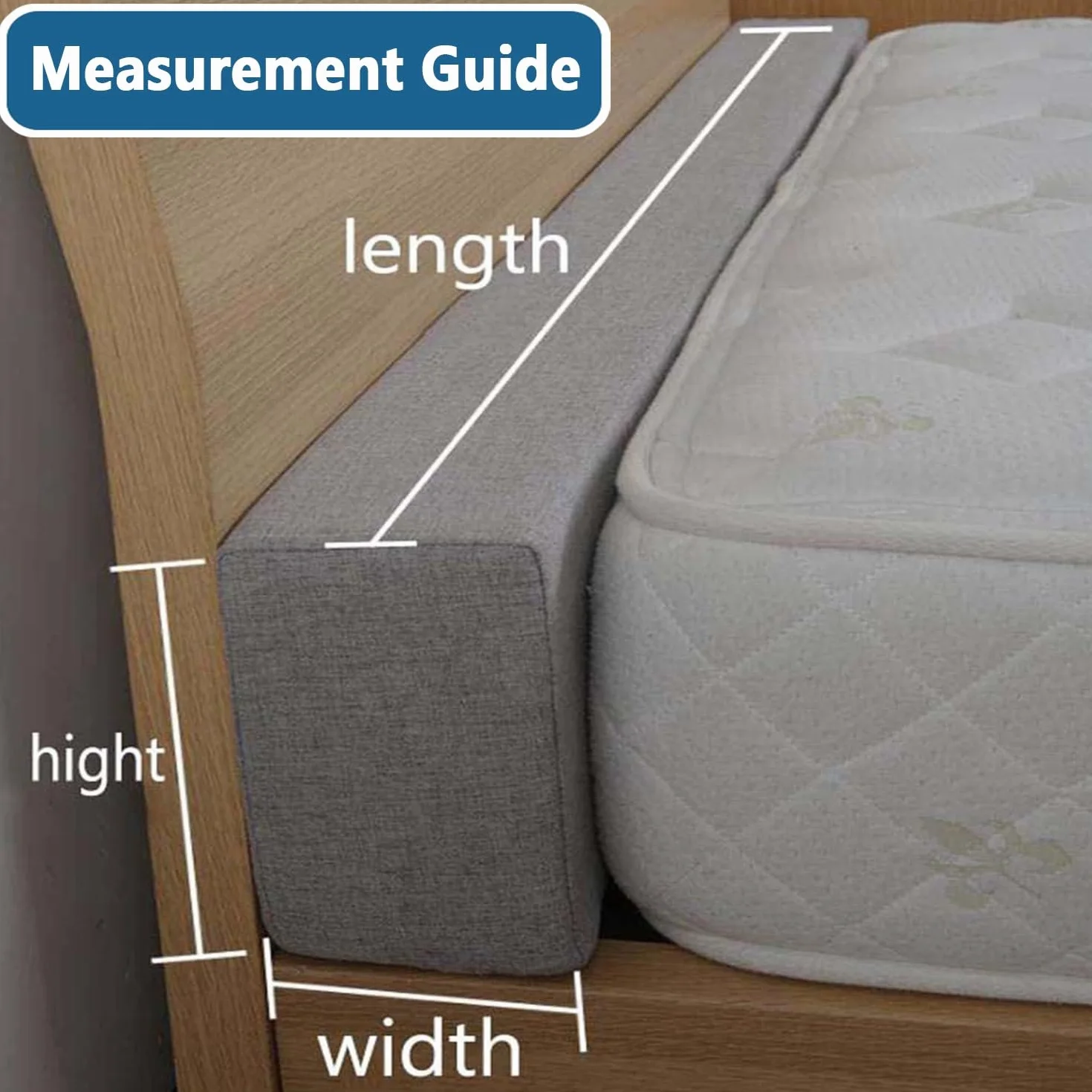 Bed Gap/Space Filler, Headboard Pillow Between Headboard and Mattress or Wall, High-Density Foam with Removable Cover(Light gray,180x10x30cm)