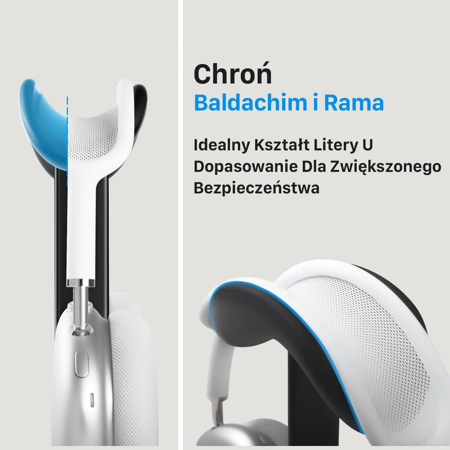 AirPods Max stojak z trybem uśpienia – solidna aluminiowa, antypoślizgowa podstawa, ochrona ABS, powierzchnia dotykowa odporna na zarysowania (czarna)