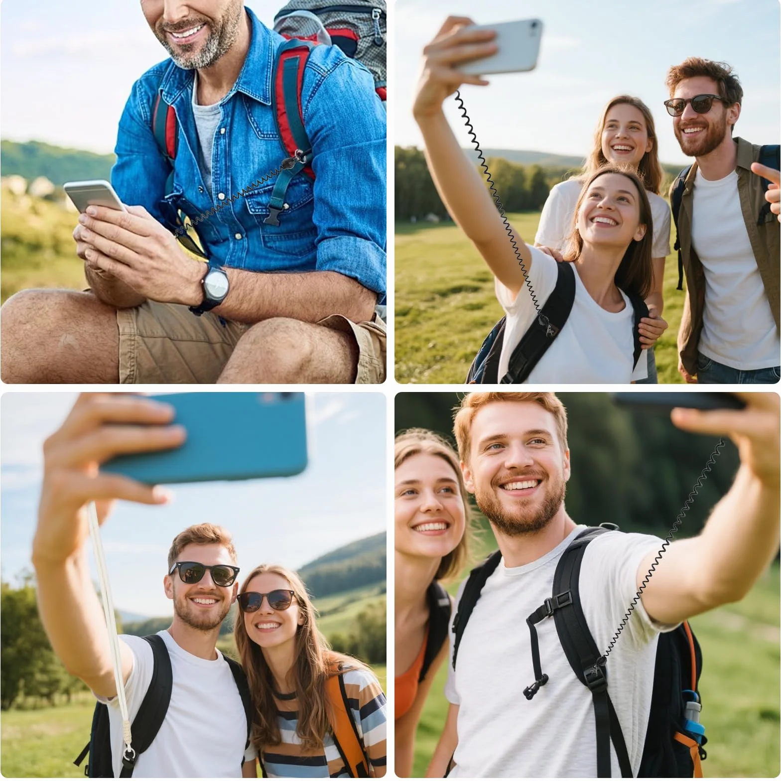 4 sztuki zabezpieczenie przed kradzieżą sprężynka do telefonu, zabezpieczenie przed kradzieżą telefonu, pas antykradzieżowy do telefonu, kompatybilny z różnymi modelami telefonów na