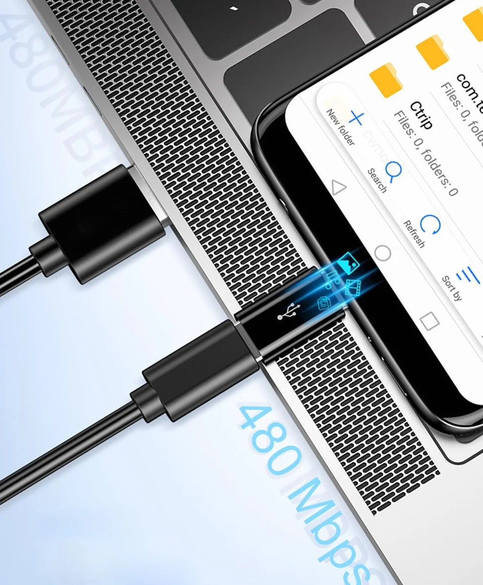 Adapter micro USB na USB C, 2 sztuki, USB typu C męski na micro USB żeński adapter USB C kompatybilny z Samsung Galaxy, Huawei, telefonami typu C, tabletami i innymi (czarny)