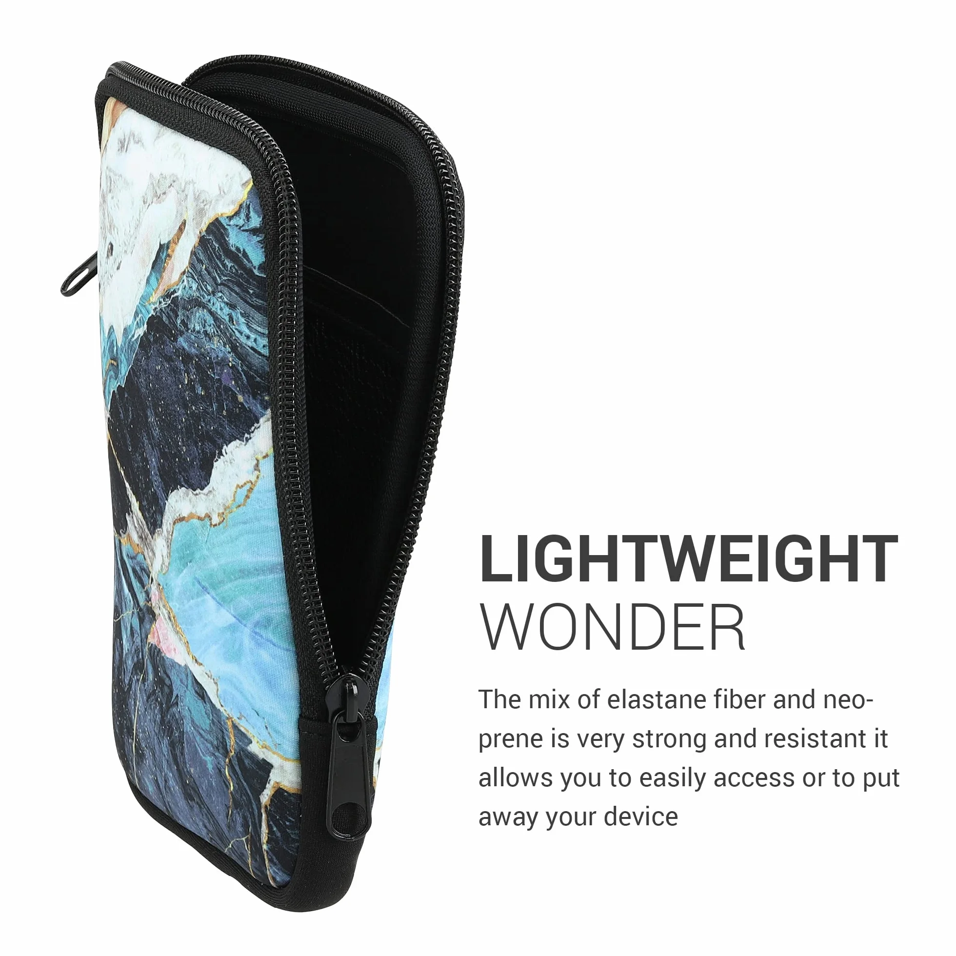 kwmobile Etui na czytnik e-booków - neoprenowe etui ochronne marmur złoty biały niebieski - wymiary wewnętrzne 17 x 12 x 2 cm