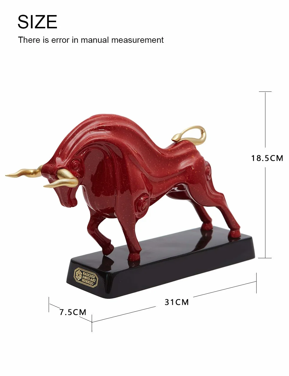 Rzeźba Wall Street Bull Statua Dekoracja Zwierzę Figurka Czerwona Żywica 31 cm