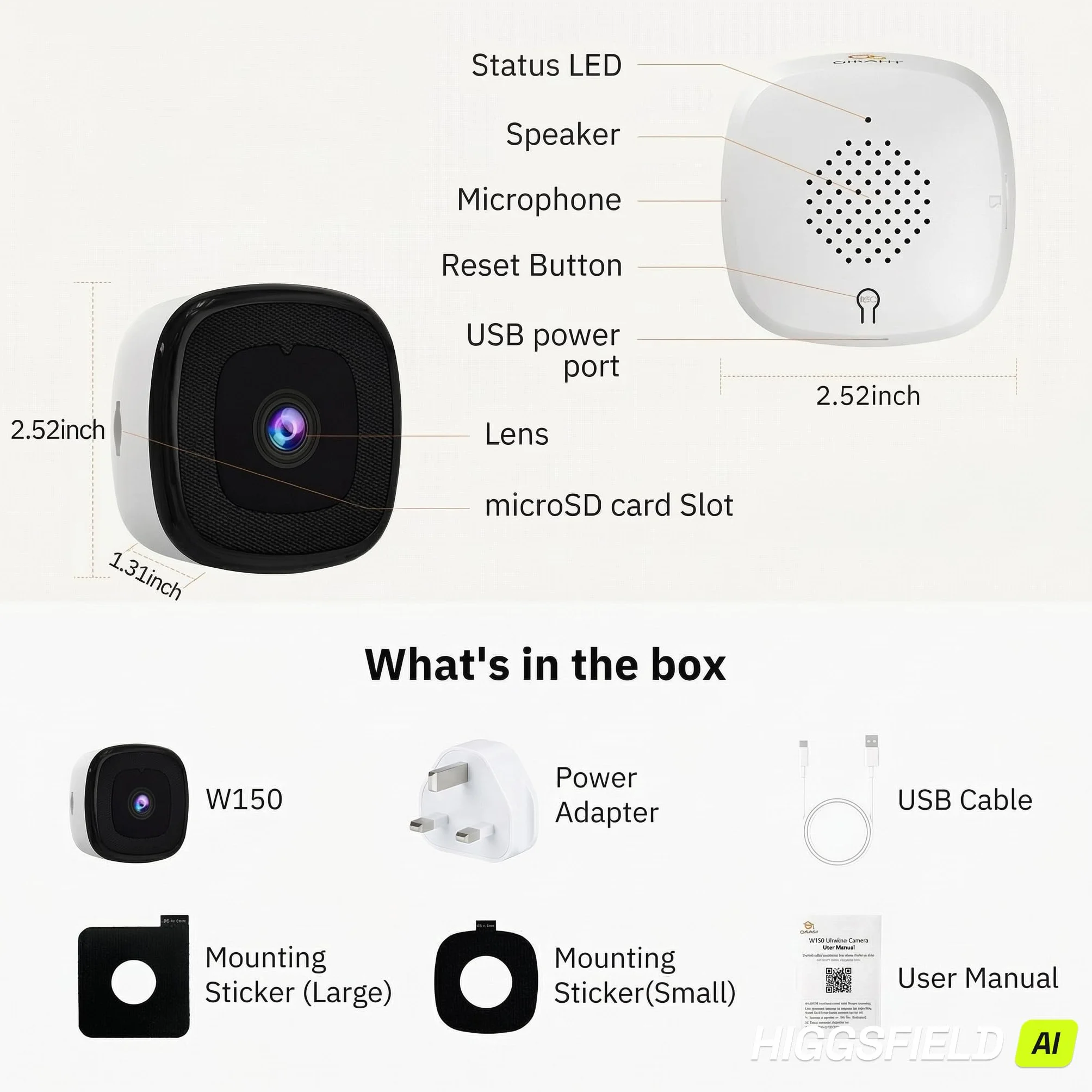 Girafit Kamera okienna 3 MP 2K, kamery WiFi 2,4 GHz 5 GHz do bezpieczeństwa w domu z noktowizorem ChromaMax w kolorze noktowizor, osoba i wykrywanie ruchu, nagrywanie