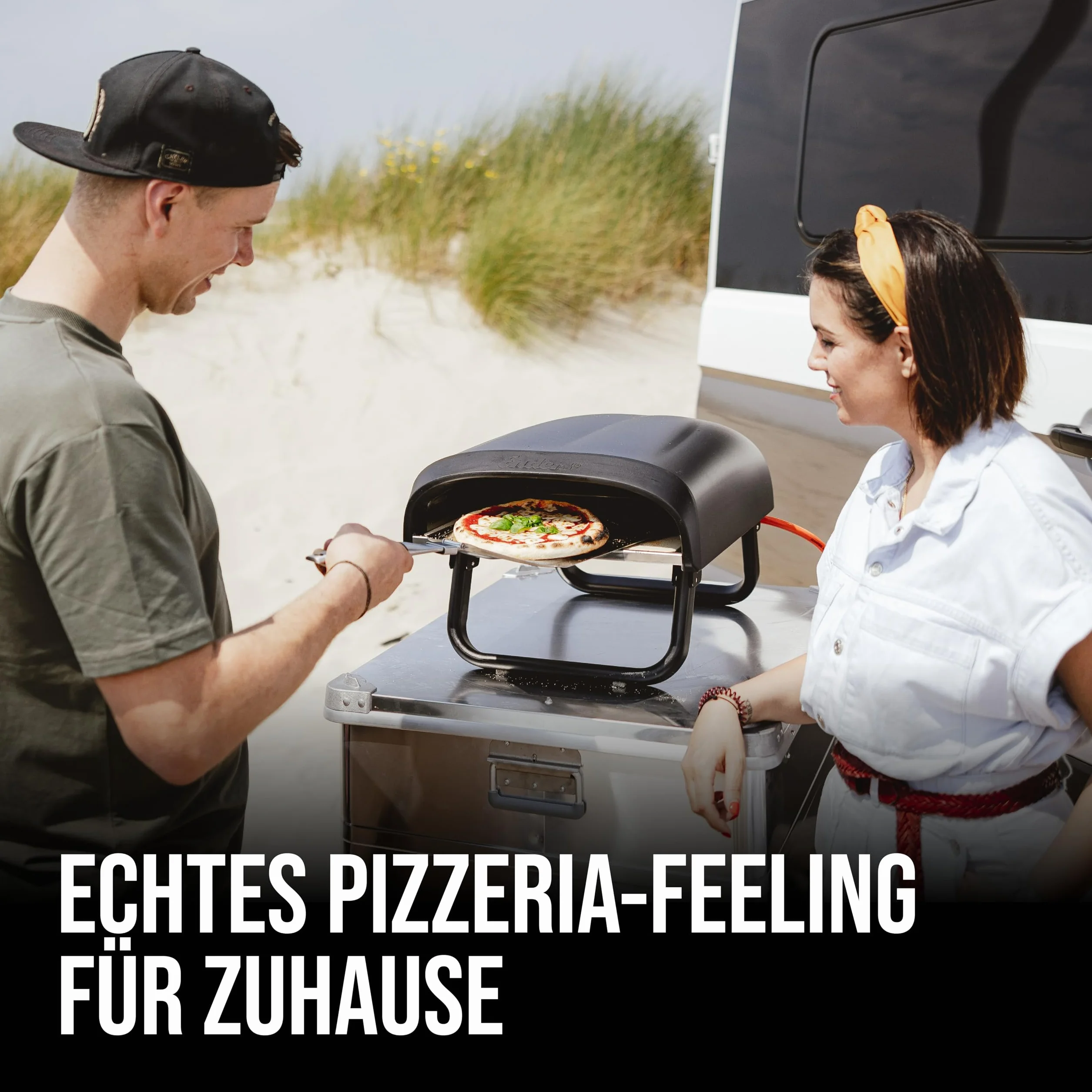 Enders® Piec do pizzy Paco™, kamień do pizzy, termometr, palnik do pizzy, palnik ze stali nierdzewnej, 4 kW, kamień do pizzy kordierytowej, regulowany bezstopniowo palnik ze stali nierdzewnej #31306