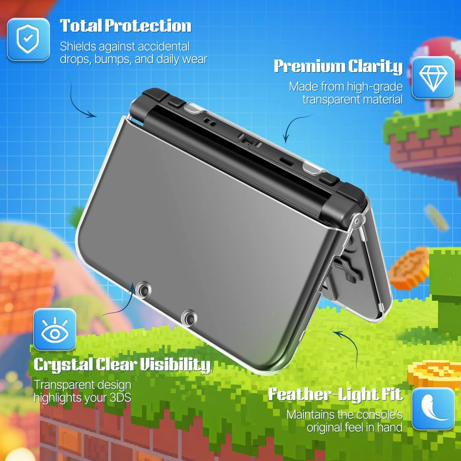 Etui TNP kompatybilne z [NOWOŚĆ Nintendo 3DS XL LL 2015] - Ultra przezroczysta przezroczysta twarda obudowa ochronna skórka do nowego Nintendo 3DS XL / 3DS LL 2015 [nowa zmodyfikowana konstrukcja bez
