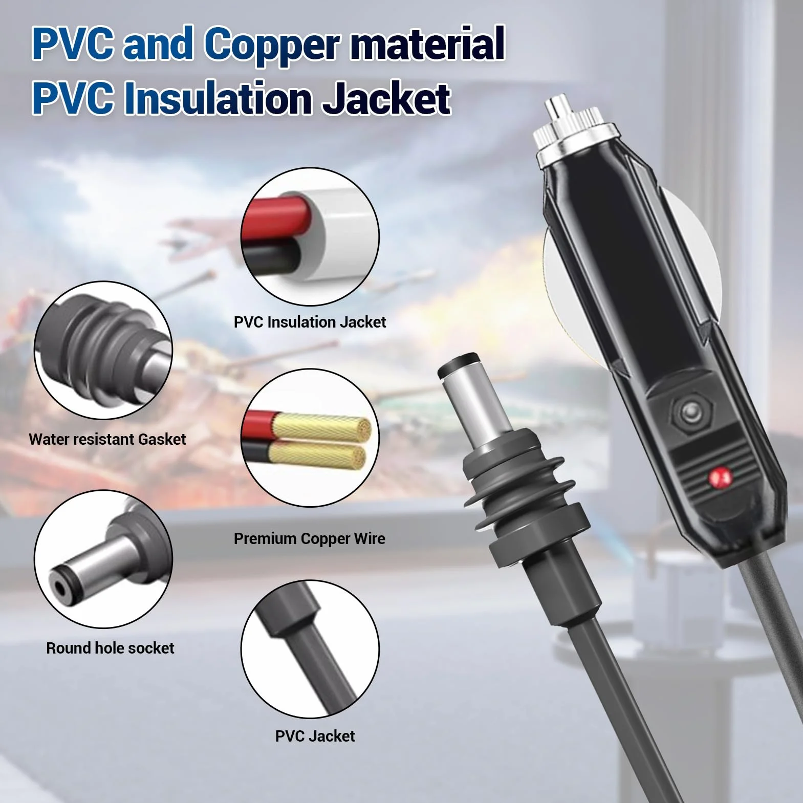 Mini Samochodowy Kabel DC Samochodowy Kabel Zasilający DC do Satelity 18AWG IP68 Wodoodporny Zasilacz Samochodowy DC Ładowarka Kabel Zasilający do Ciężarówek Autobusy