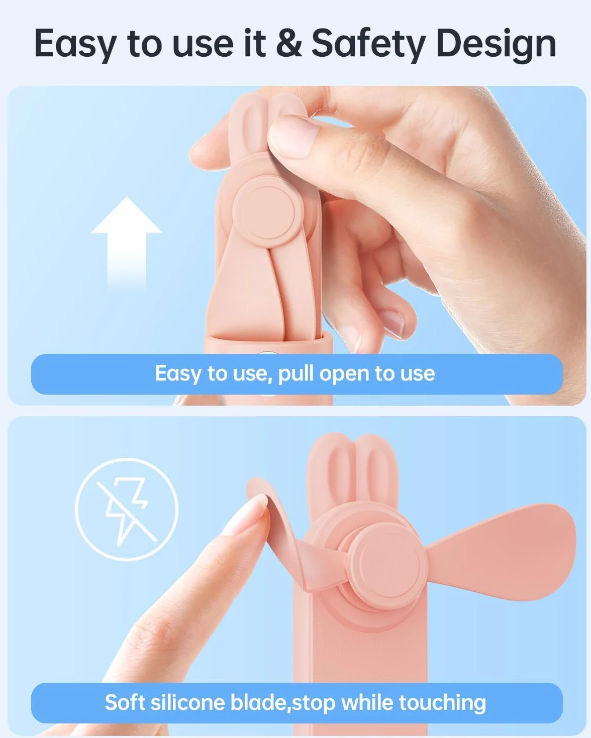Wentylator ręczny, mini przenośny wentylator ręczny, zasilanie bateryjne, wyświetlacz LED, mały wentylator podróżny z możliwością ładowania przez USB z przenośną ładowarką dla kobiet, dziewcząt