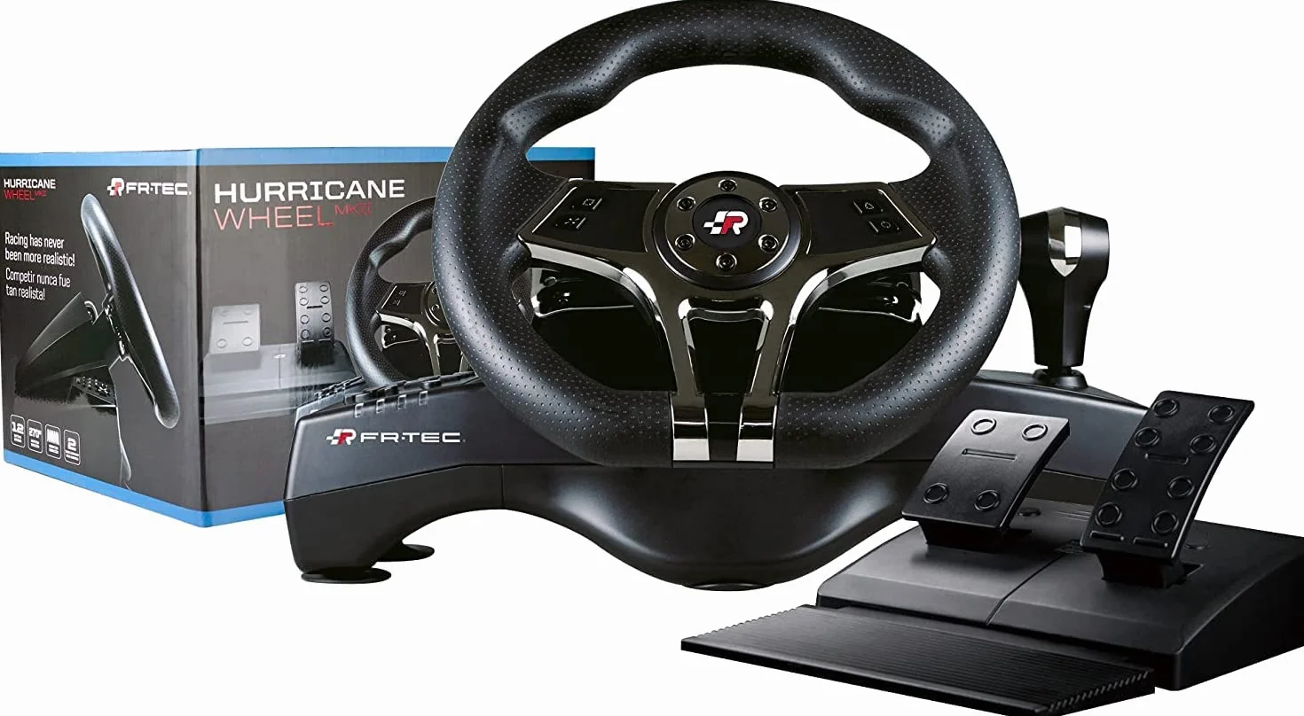 FRTEC - HURRICANE MK II Racing Wheel z pedałami i wbudowaną przekładnią sekwencyjną (kompatybilny z PlayStation 4, Playstation 3, Switch i PC)