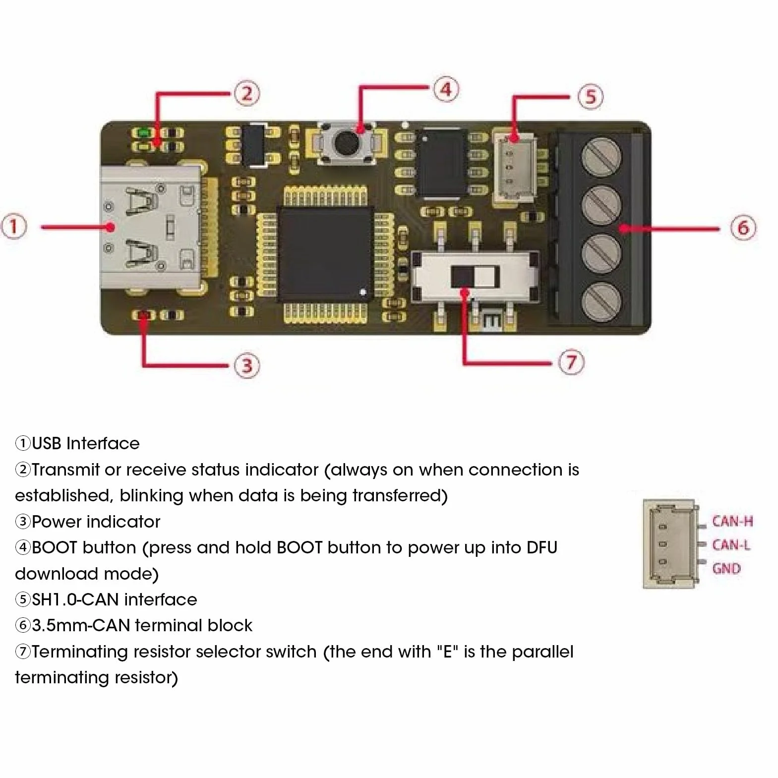 SEAFRONT Konwerter USB-zu-CAN, moduł debugera SLCAN, CANable V2.0, Python CAN, testy samochodowe-ECU