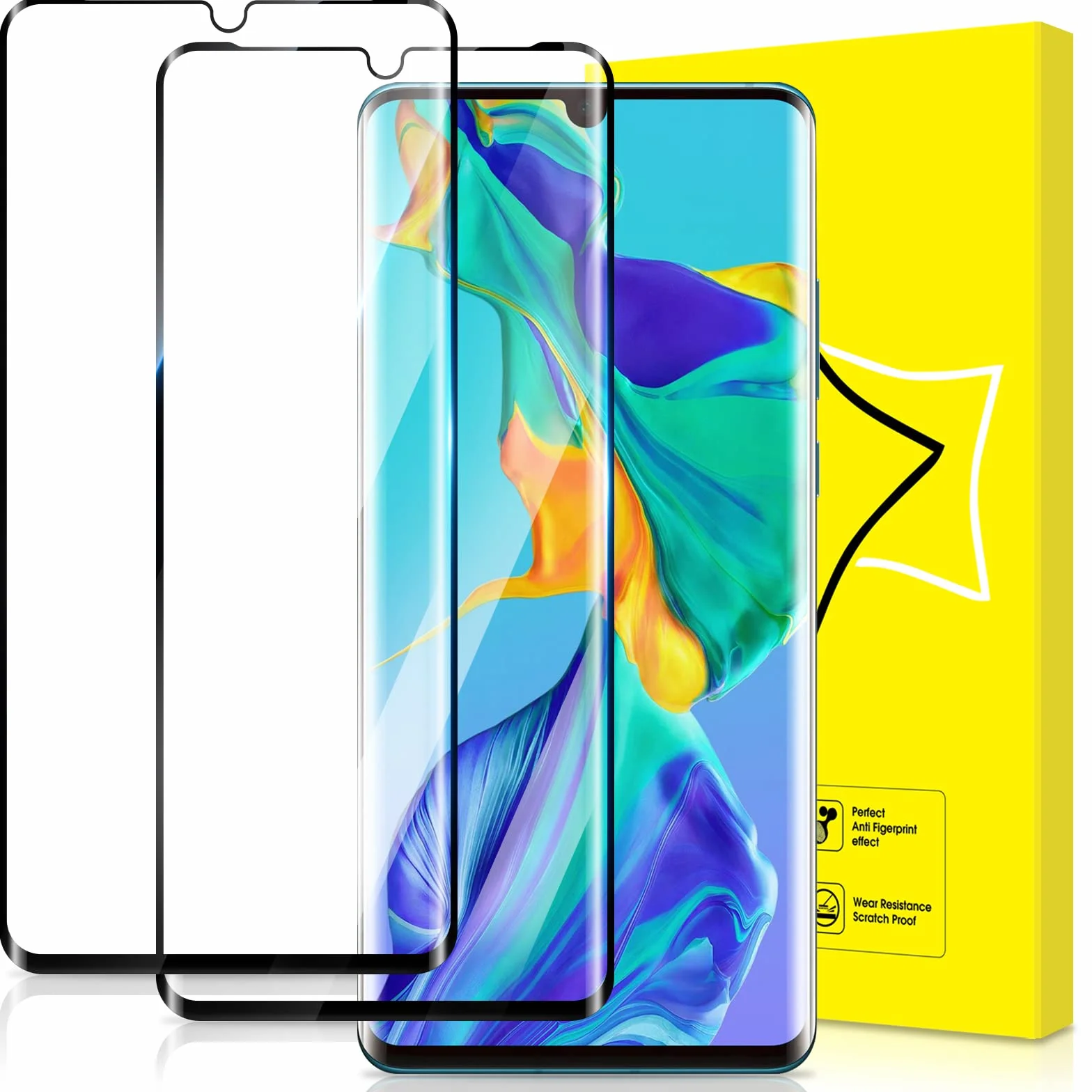 GiiYoon zestaw 2, szkło hartowane do Huawei P30 Pro [pełne pokrycie] [szkło ochronne 9H twardość] [Bez pęcherzyków] [Odporne na zarysowania] folia ochronna na ekran kompatybilna z Huawei P30 Pro