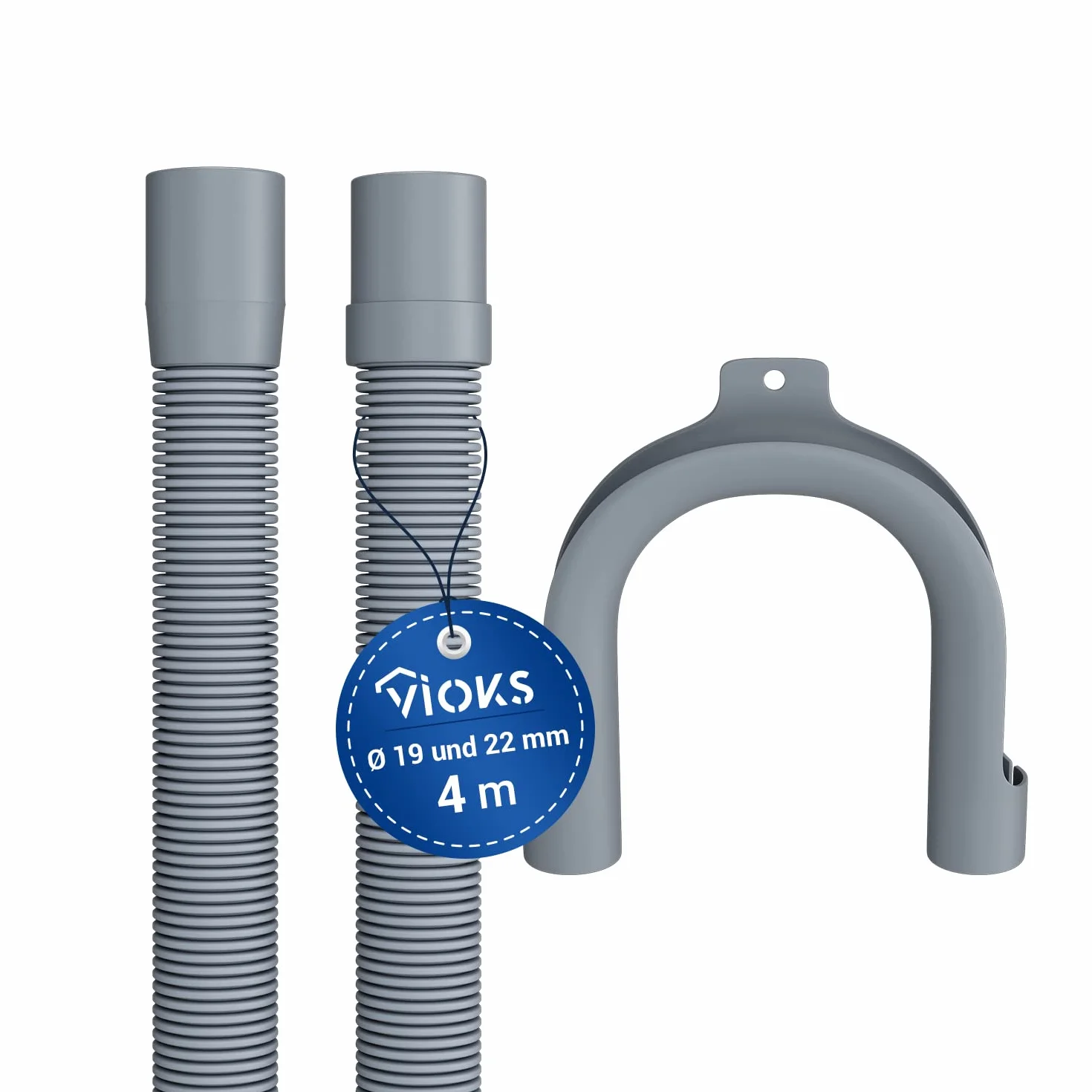 VIOKS Wąż Odpływowy Spustowy do Pralki Zmywarki 4 m 19/22mm