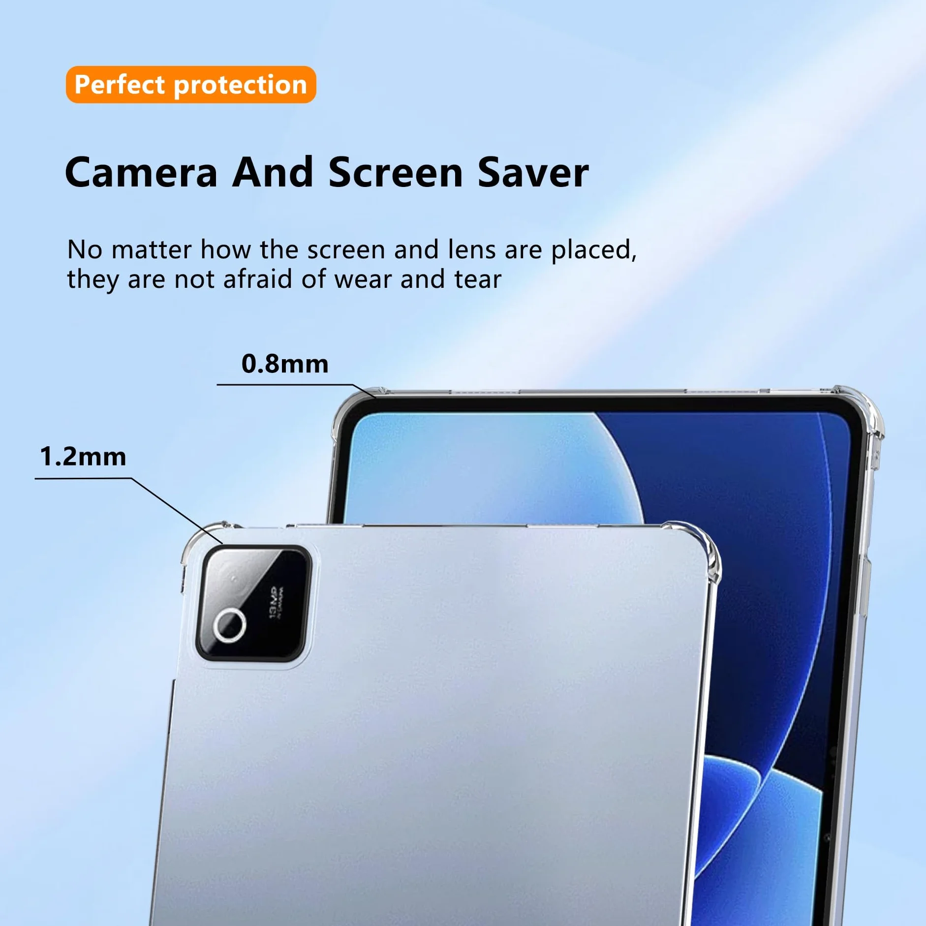 Etui na Xiaomi Pad 8, zaawansowana ochrona przed upadkiem poduszki powietrznej, elastyczny silikon TPU odporny na wstrząsy, odporny na zarysowania, pokrowiec na Xiaomi Pad 8, przezroczysty