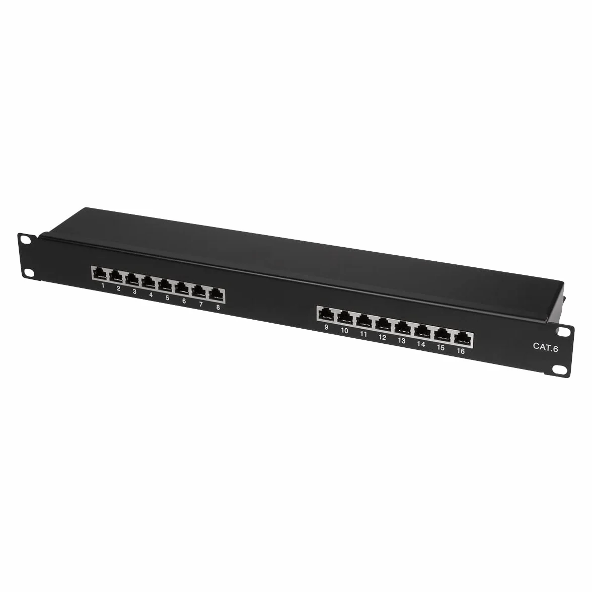 LogiLink Professional EconLine Cat.6 (250 MHz) panel krosowy - panel rozdzielczy, 19", STP (ekranowany) 16-portowy (RJ45), NP0057, czarny