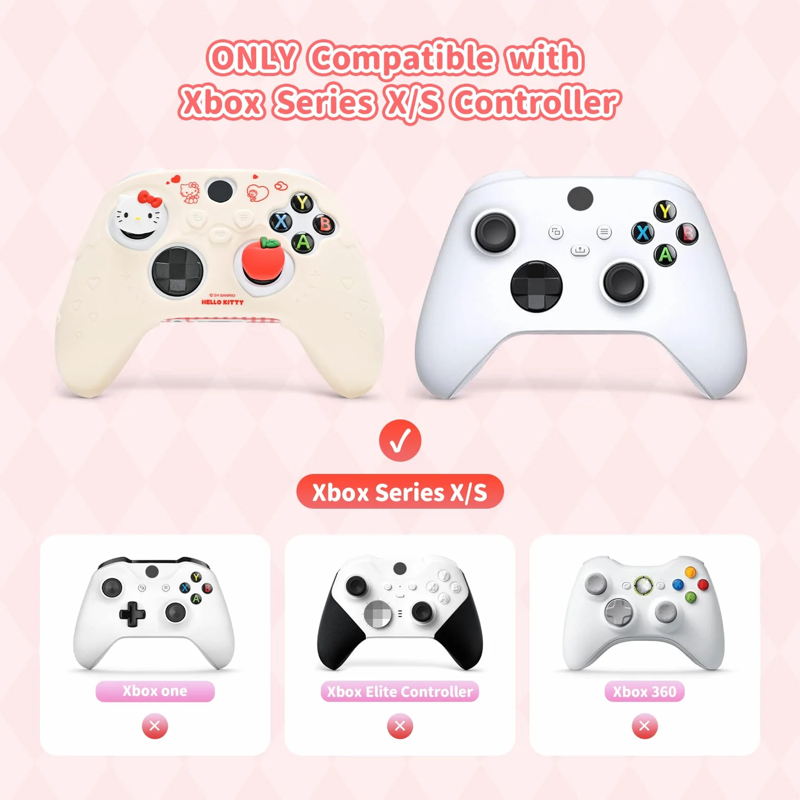 Kuitmor Pokrowiec na kontroler Xbox Series X, miękkie etui ochronne, antypoślizgowe etui ochronne, kompatybilne z Xbox z 2 nakładkami na kciuki (białe)