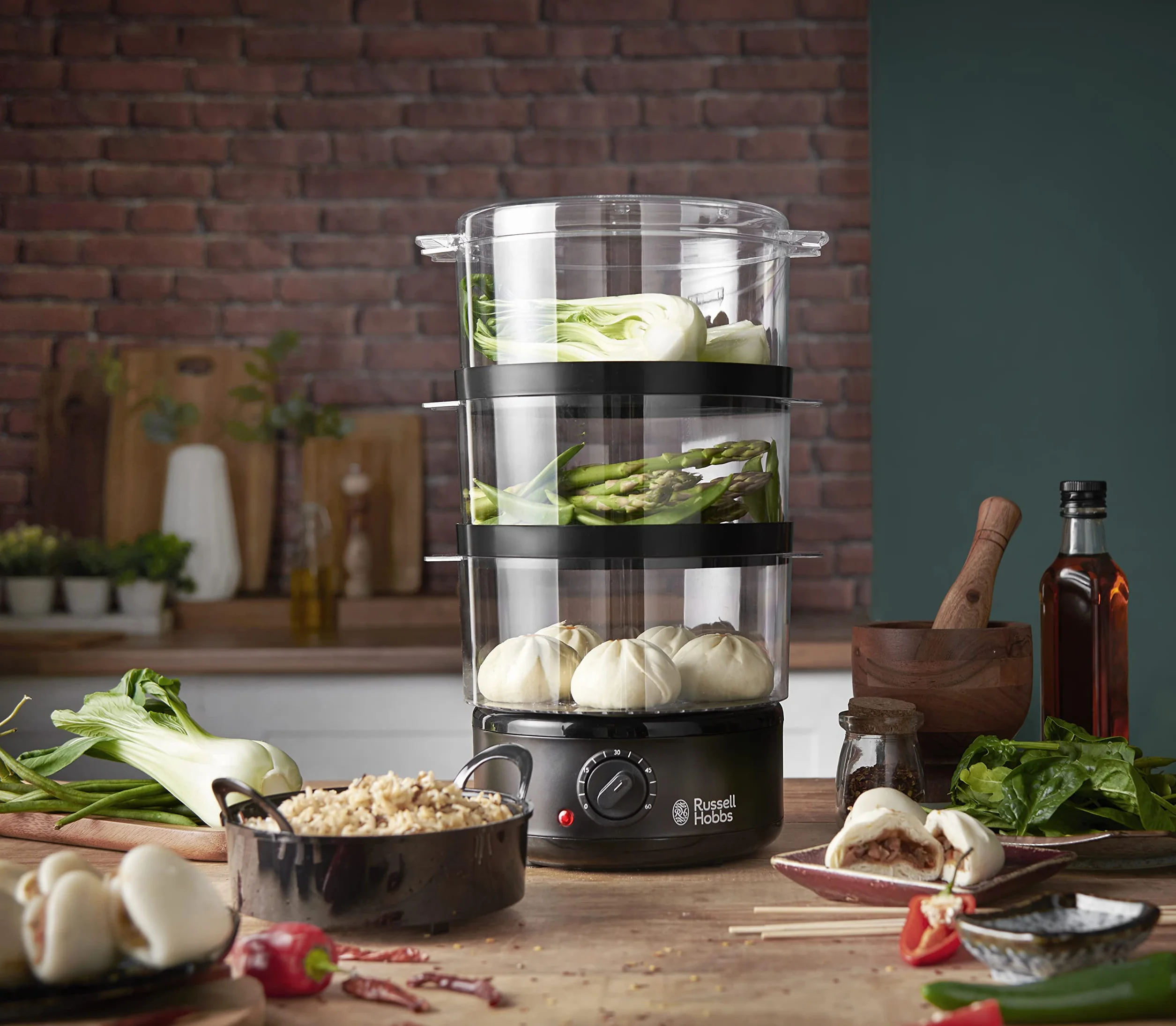 Russell Hobbs Parowar 7l, bez BPA, timer 60 minut, automatyczne wyłączanie, Matte Black 26530-56