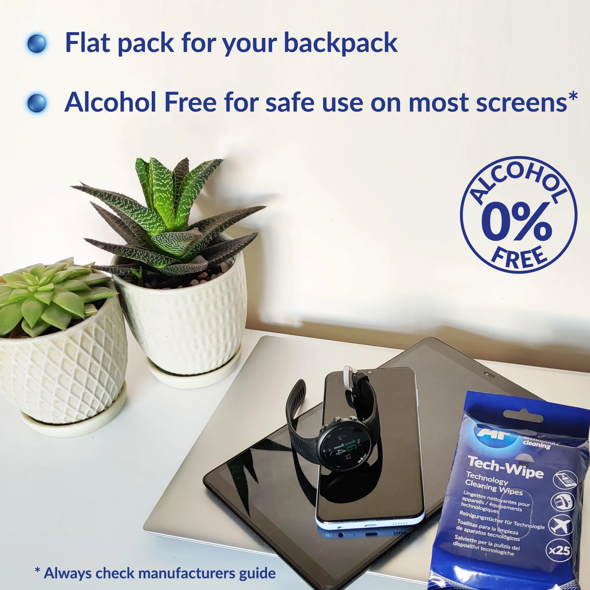 AF Tech Wipes – do czyszczenia ekranu, tabletu, iPada, telefonu, VR, przełącznika, laptopa, klawiatury komputera, ekranu dotykowego i chusteczek do czyszczenia obiektywów - MTW025P
