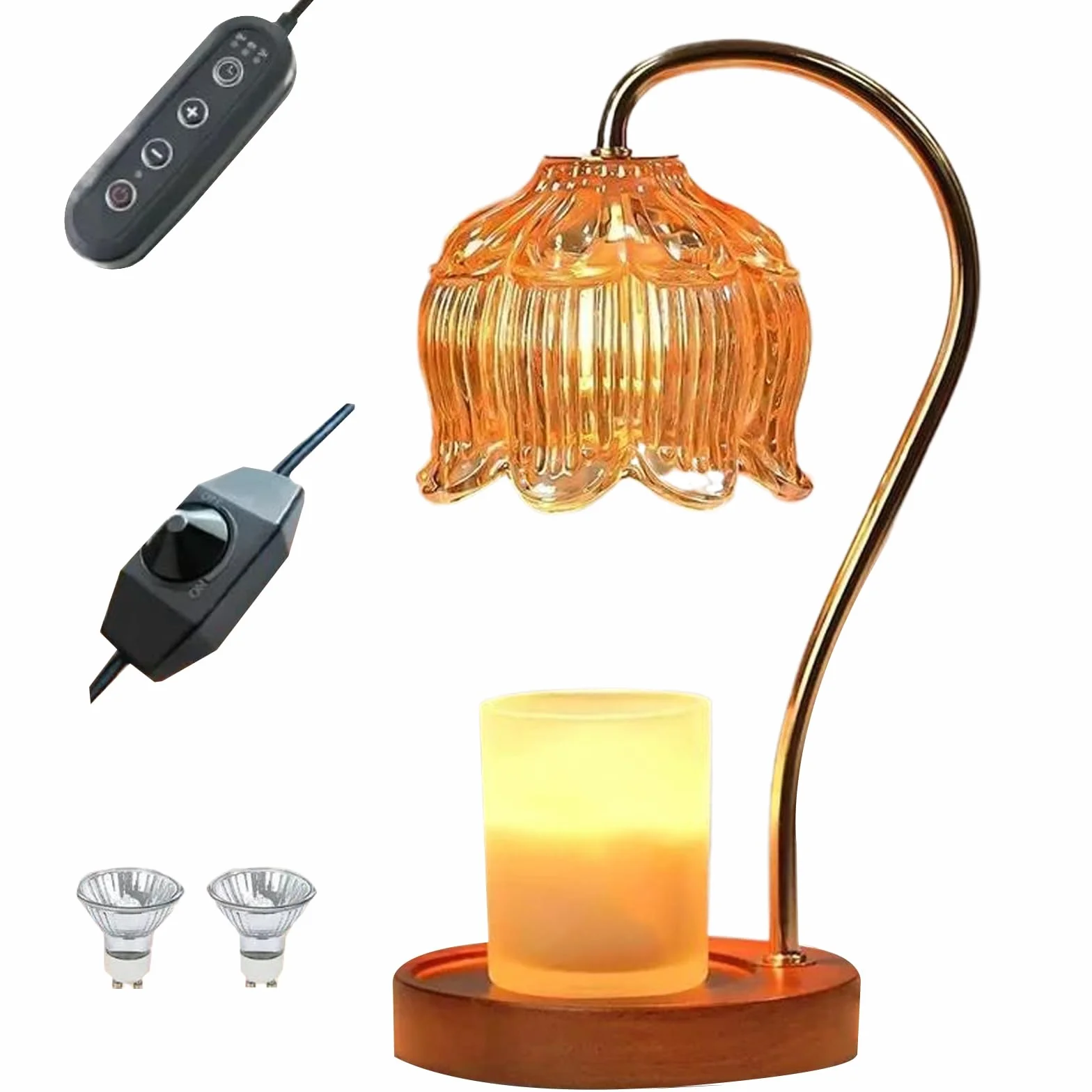 Lampa podgrzewająca do świec, Elektryczny podgrzewacz do świec z timerem i możliwością przyciemniania, kompatybilny ze świecami w słoikach, Zapachowy topielnik do wosku, Bezpłomieniowy podgrzewacz