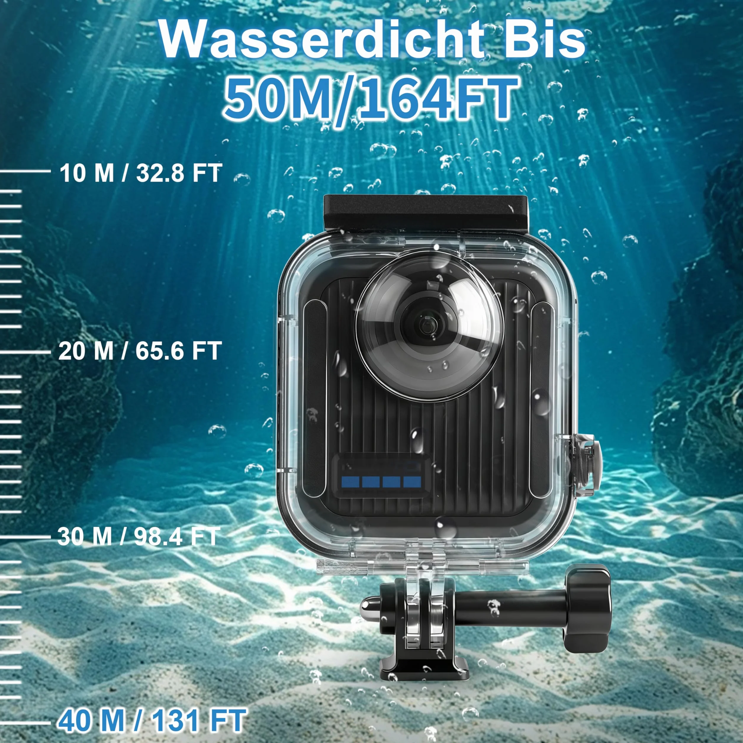 FitStill Wodoszczelny pokrowiec ochronny nadaje się tylko do Go Pro Max 2, optyczny szklany obiektyw, pyłoszczelny i wodoszczelny pokrowiec ochronny, obudowa do nurkowania pod wodą, maks. 2 akcesoria