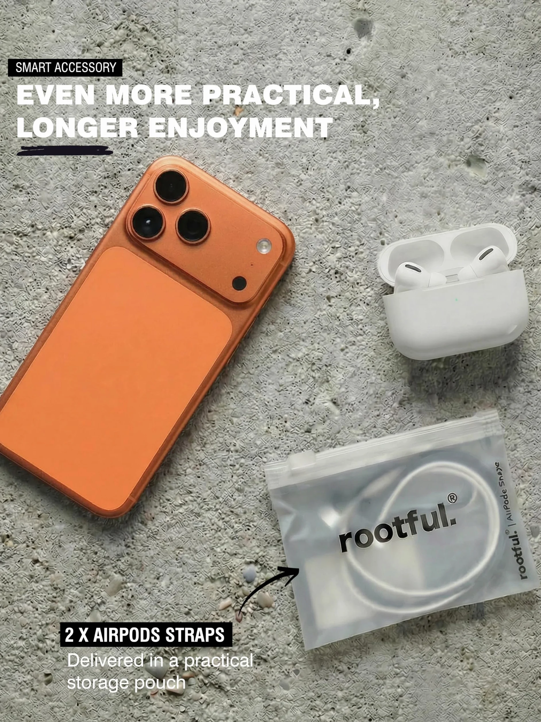 Rootful.® 2 x pasy mocujące do AirPods [niezawodny] do uprawiania sportu, podróży itp. Akcesoria do AirPods - Miękkie silikonowe paski