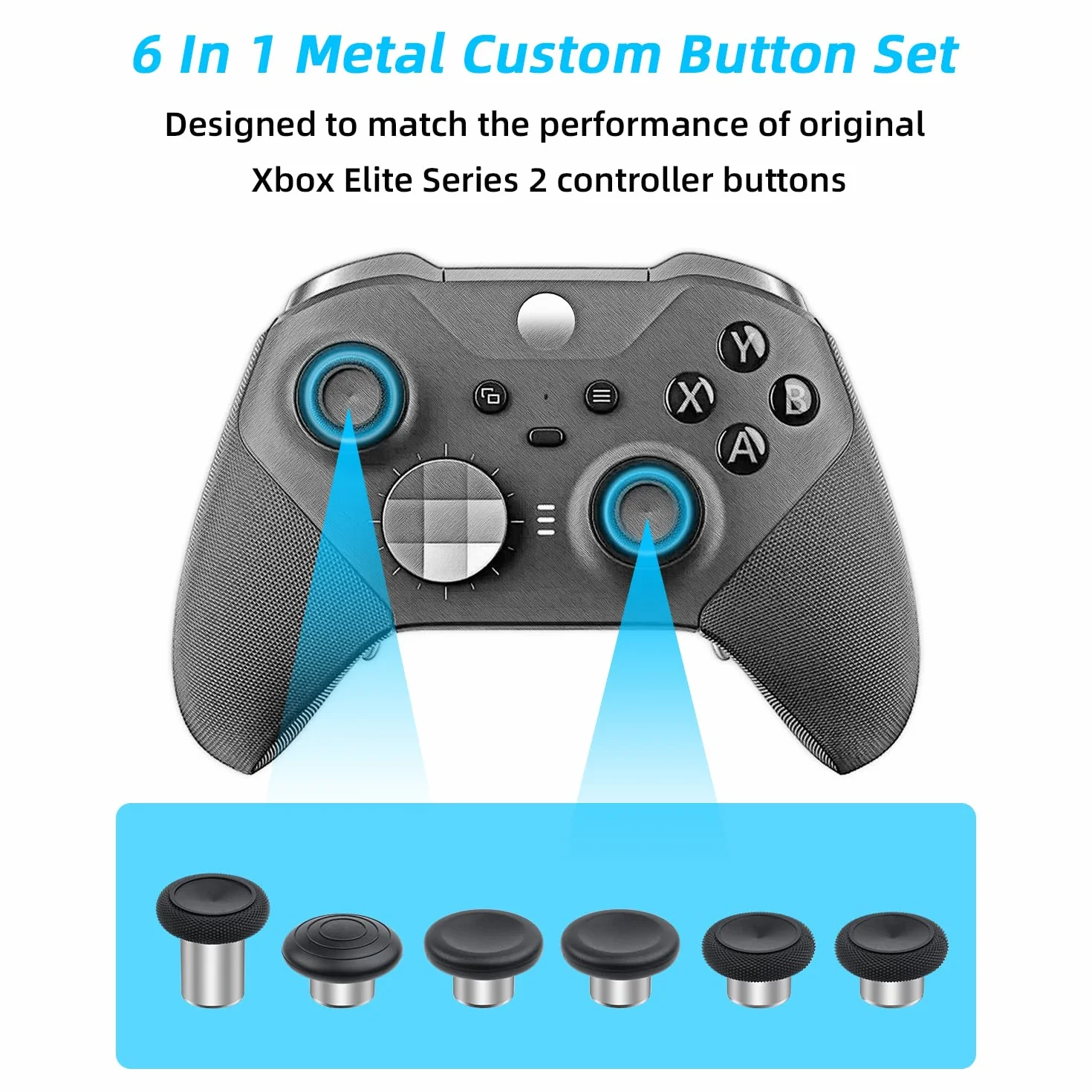Mcbazel Metalowe pałeczki zastępcze do Elite Series 2, 6 w 1, zestaw metalowych niestandardowych przycisków, pasuje do kontrolera Xbox One Elite Series 2 - czarny