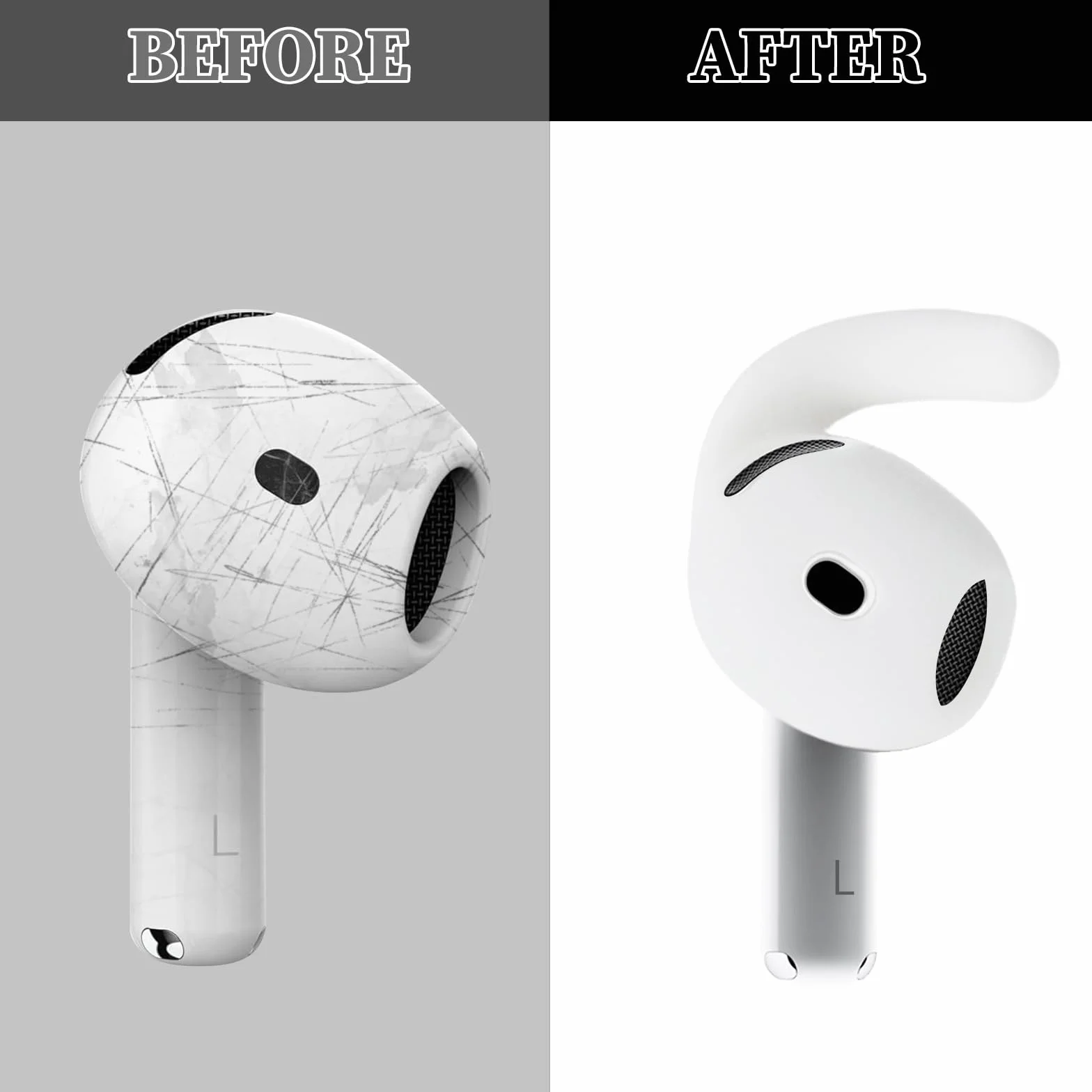Aiivioll [4 pary i torba do przechowywania] Wymienne zaczepy douszne do Airpods 4, silikonowa obudowa, antypoślizgowe i odporne na plamy, sportowe zaczepy douszne Apple (Białe)